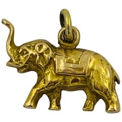 Antique 14 Karat Yellow Gold Elephant Charm Pendant