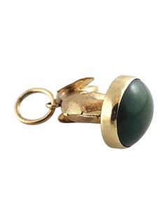 14 Karat Yellow Gold Elephant Charm with Green Cabachon Stone #19247