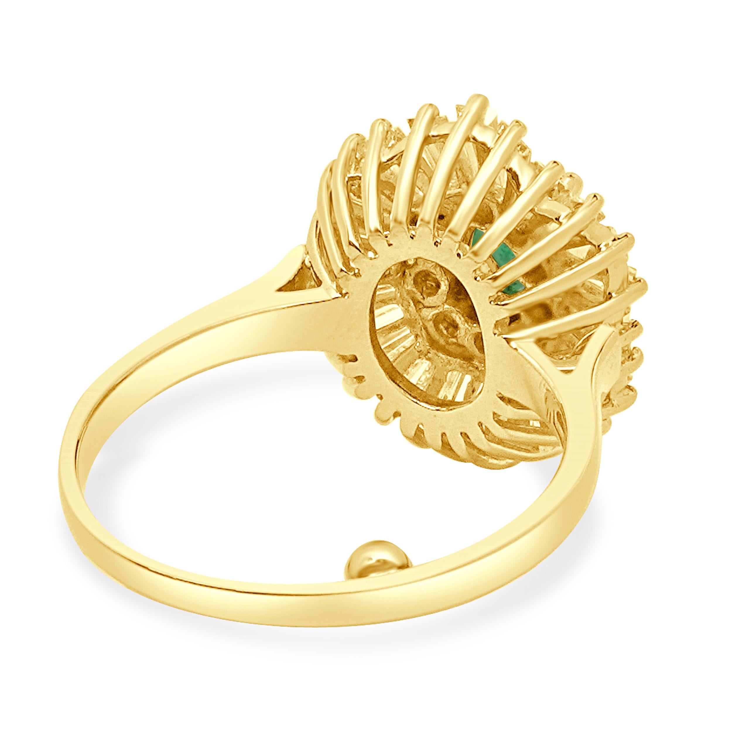 14 Karat Gelbgold Ballerina-Ring mit Smaragd und Diamant im Zustand „Gut“ im Angebot in Scottsdale, AZ