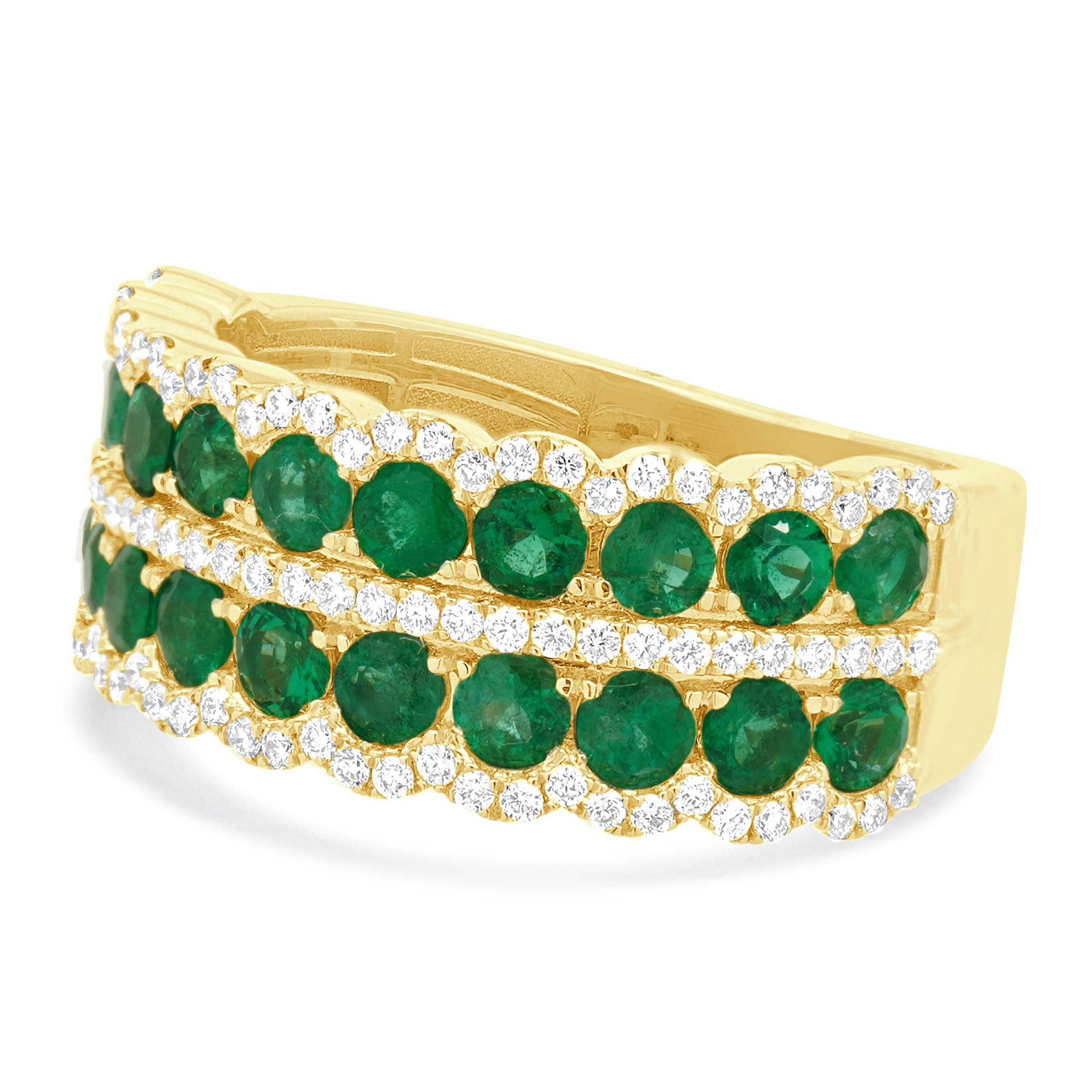 Material: 14k yellow gold
Emerald: round cut= 1.35cttw
Diamonds: round cut= 0.39cttw
Ring Size: 6.5 (please allow up to 2 additional business days for sizing requests)
Weight: 5.12 grams
