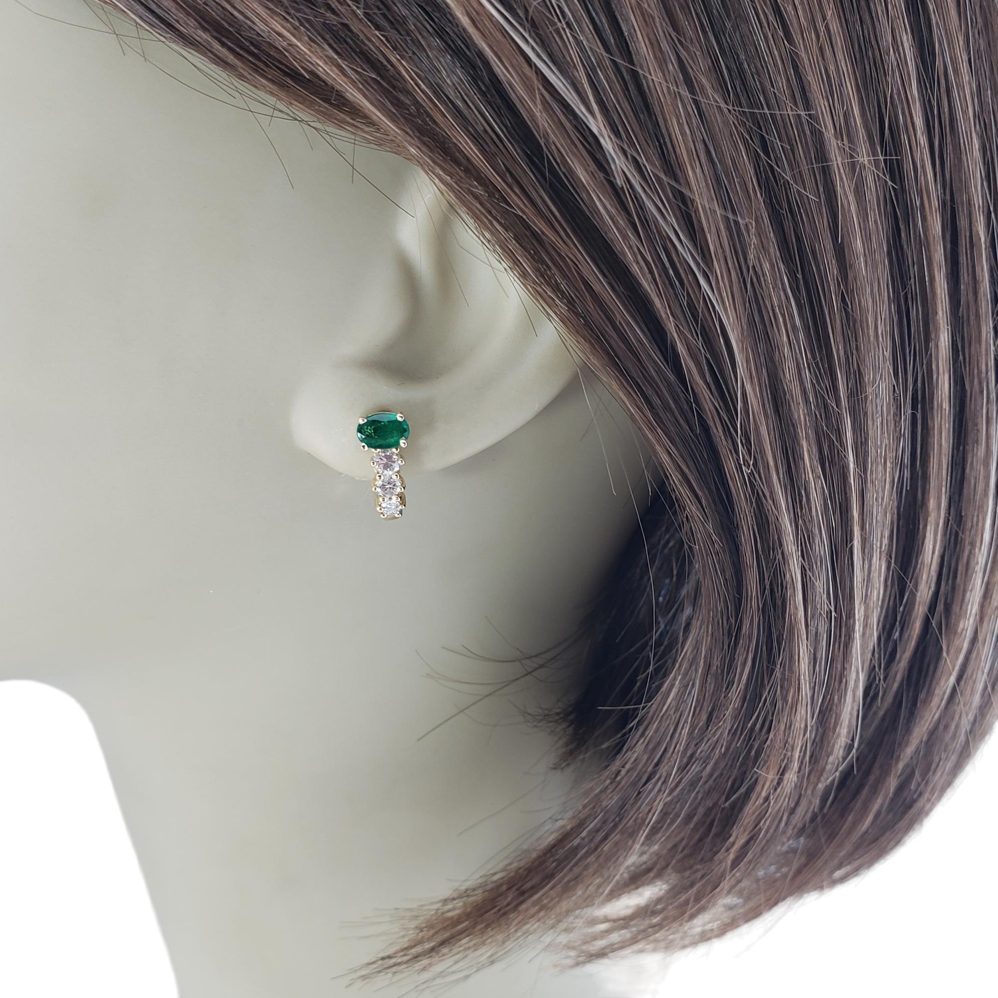 14 Karat Yellow Gold Emerald and Diamond Earrings #15808 For Sale 3