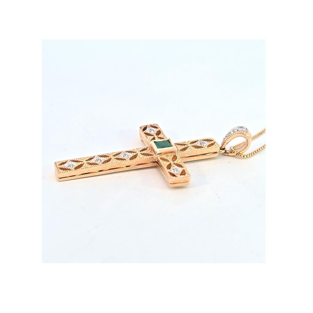 14 Karat Yellow Gold Emerald and Diamond 