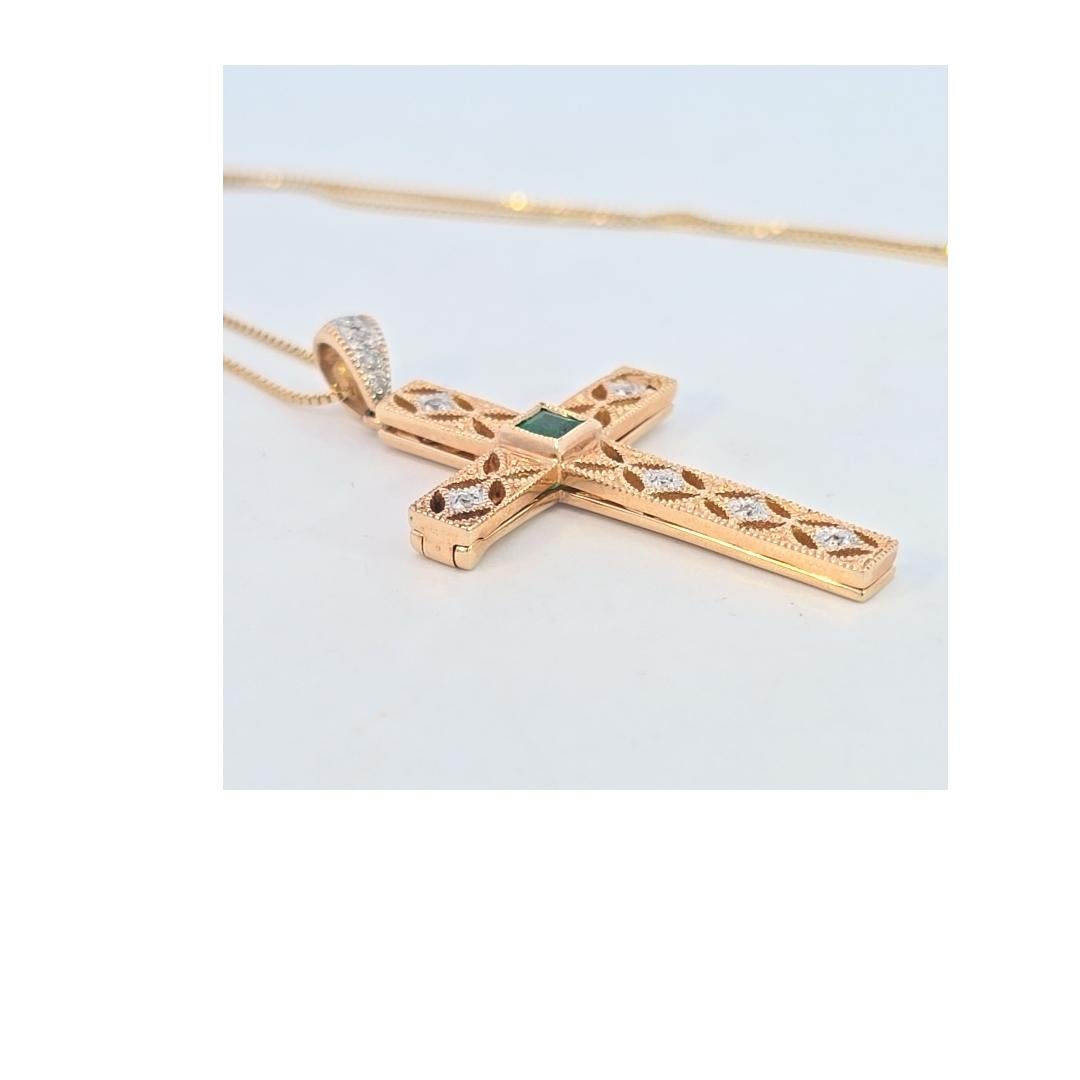 14 Karat Yellow Gold Emerald and Diamond 