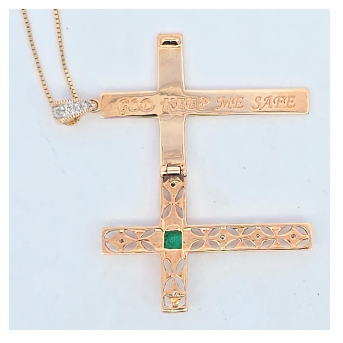 14 Karat Yellow Gold Emerald and Diamond 