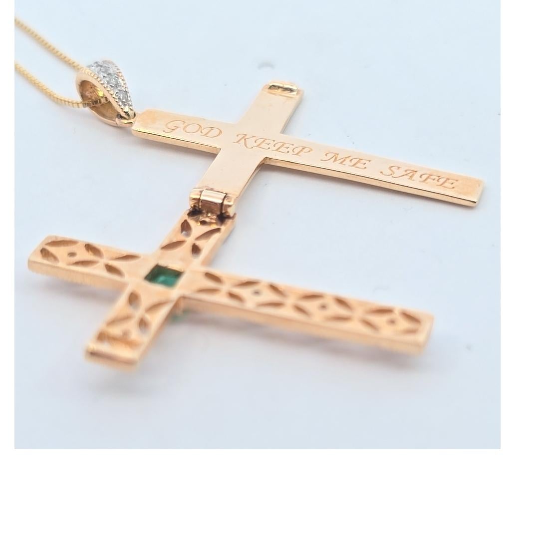14 Karat Yellow Gold Emerald and Diamond 