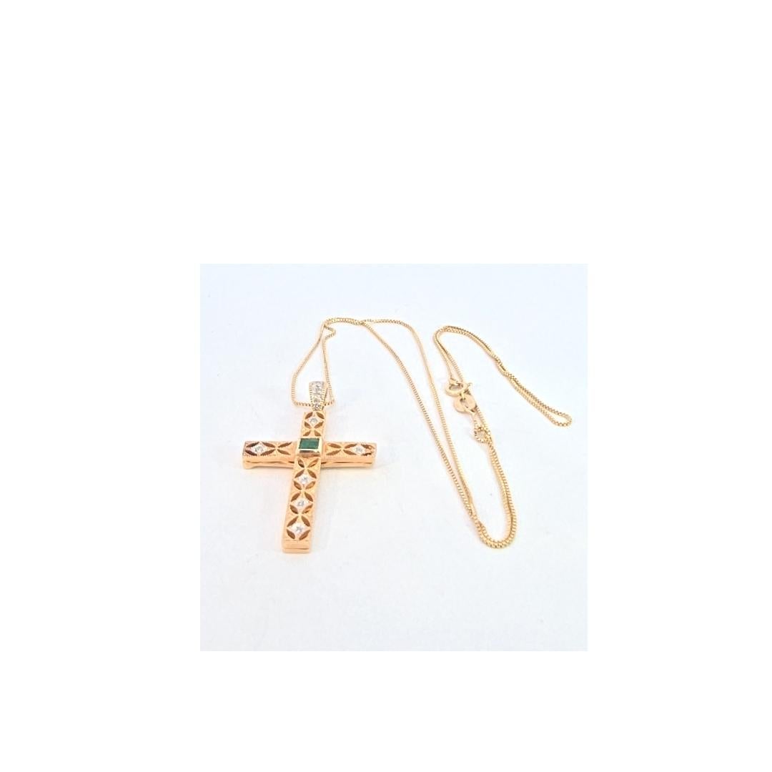 14 Karat Yellow Gold Emerald and Diamond 