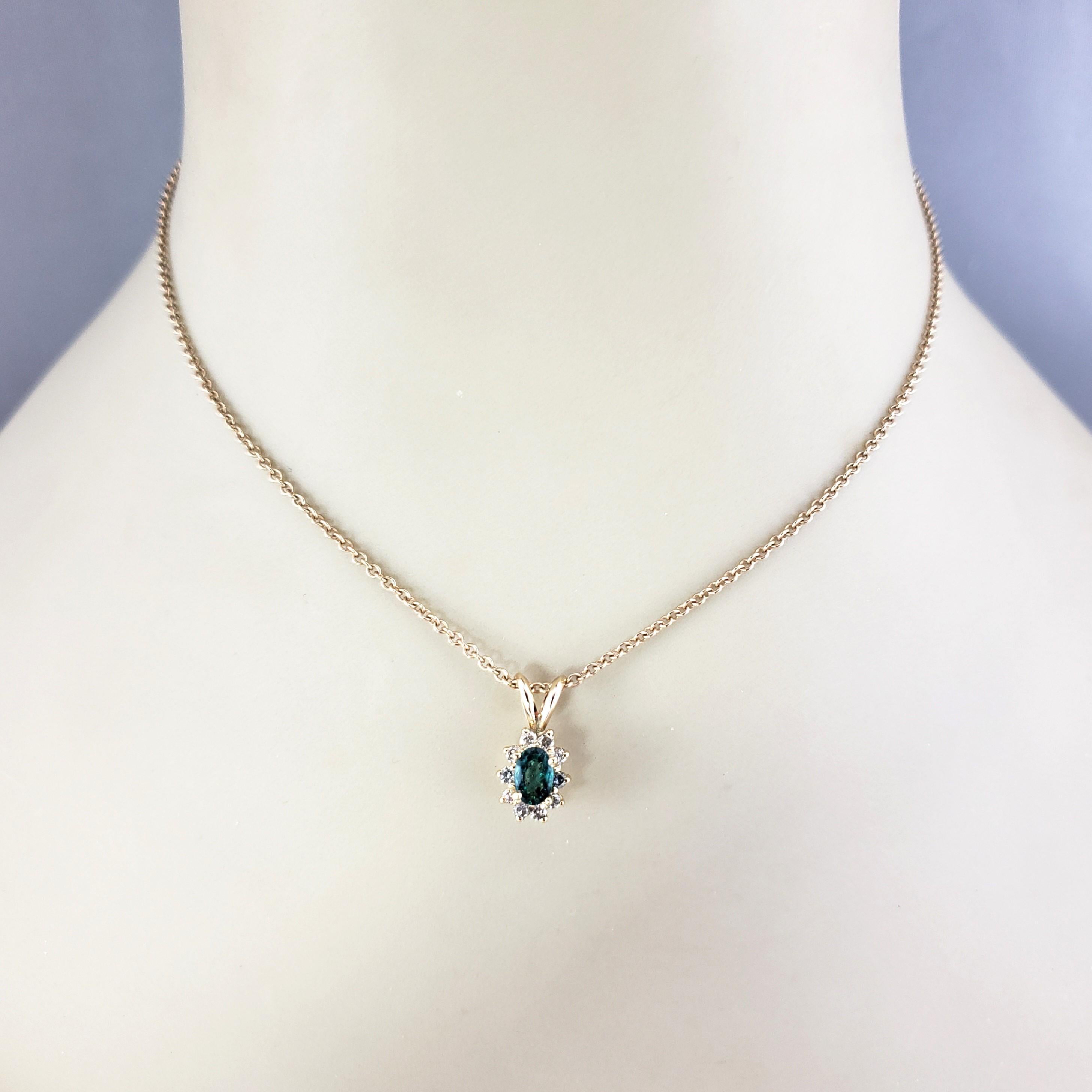 14 Karat Gelbgold Smaragd- und Diamant-Anhänger #17074 im Angebot 1