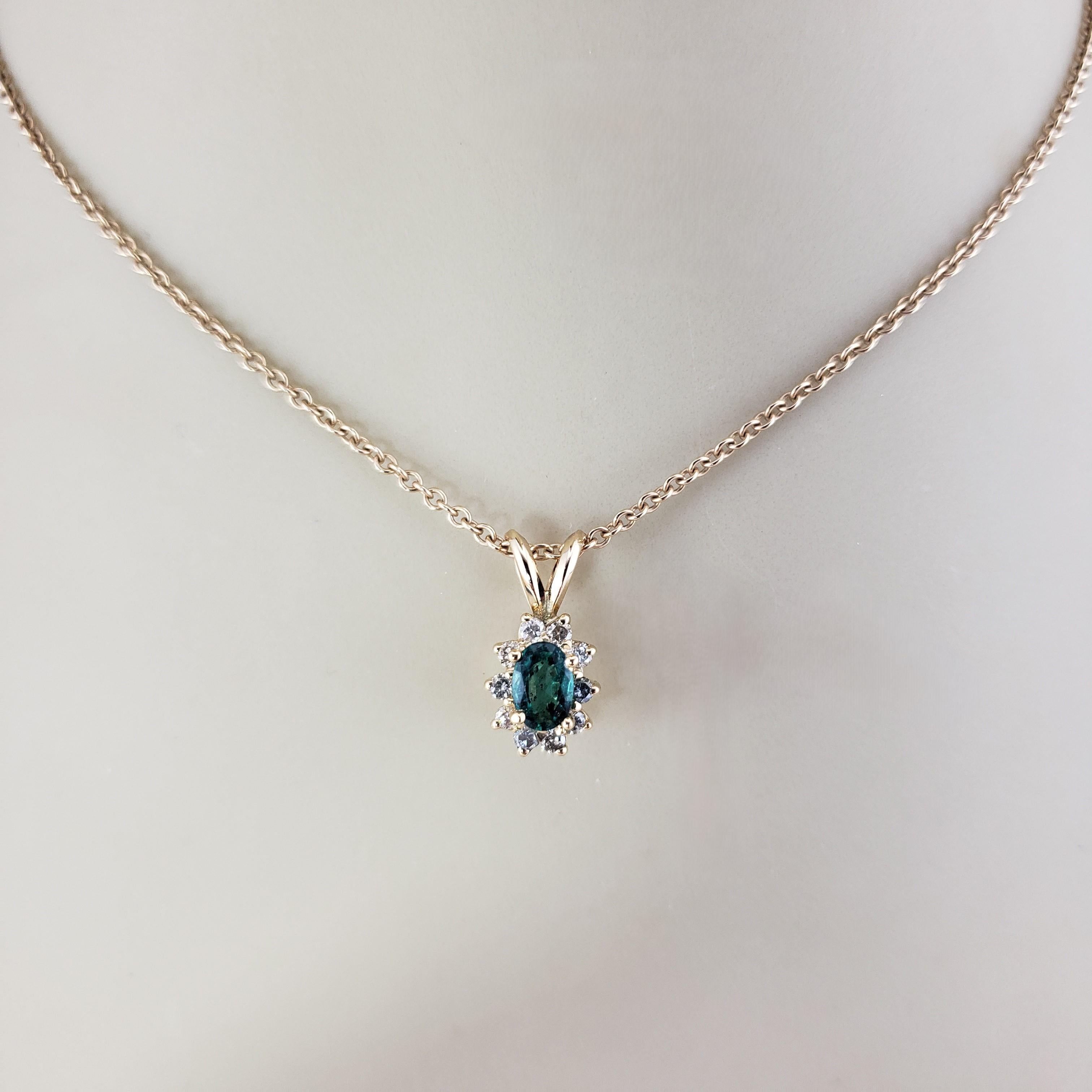 14 Karat Yellow Gold Emerald and Diamond Pendant #17074 For Sale 2