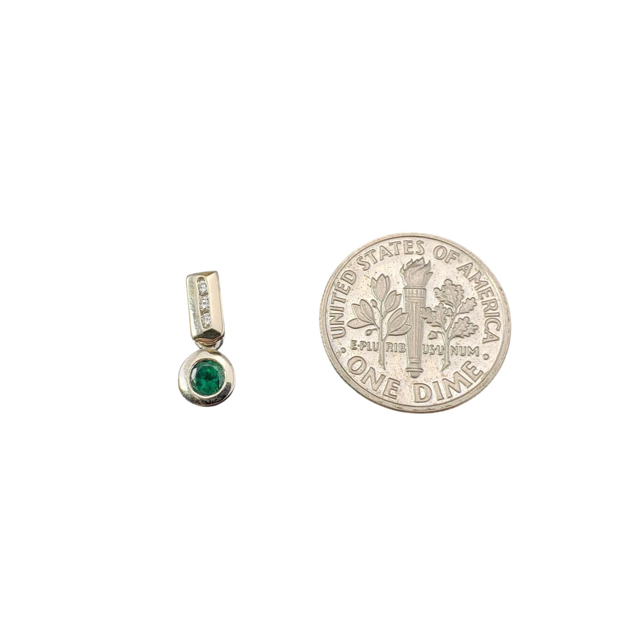 14 Karat Yellow Gold Emerald and Diamond Pendant #20364 In Good Condition For Sale In Washington Depot, CT