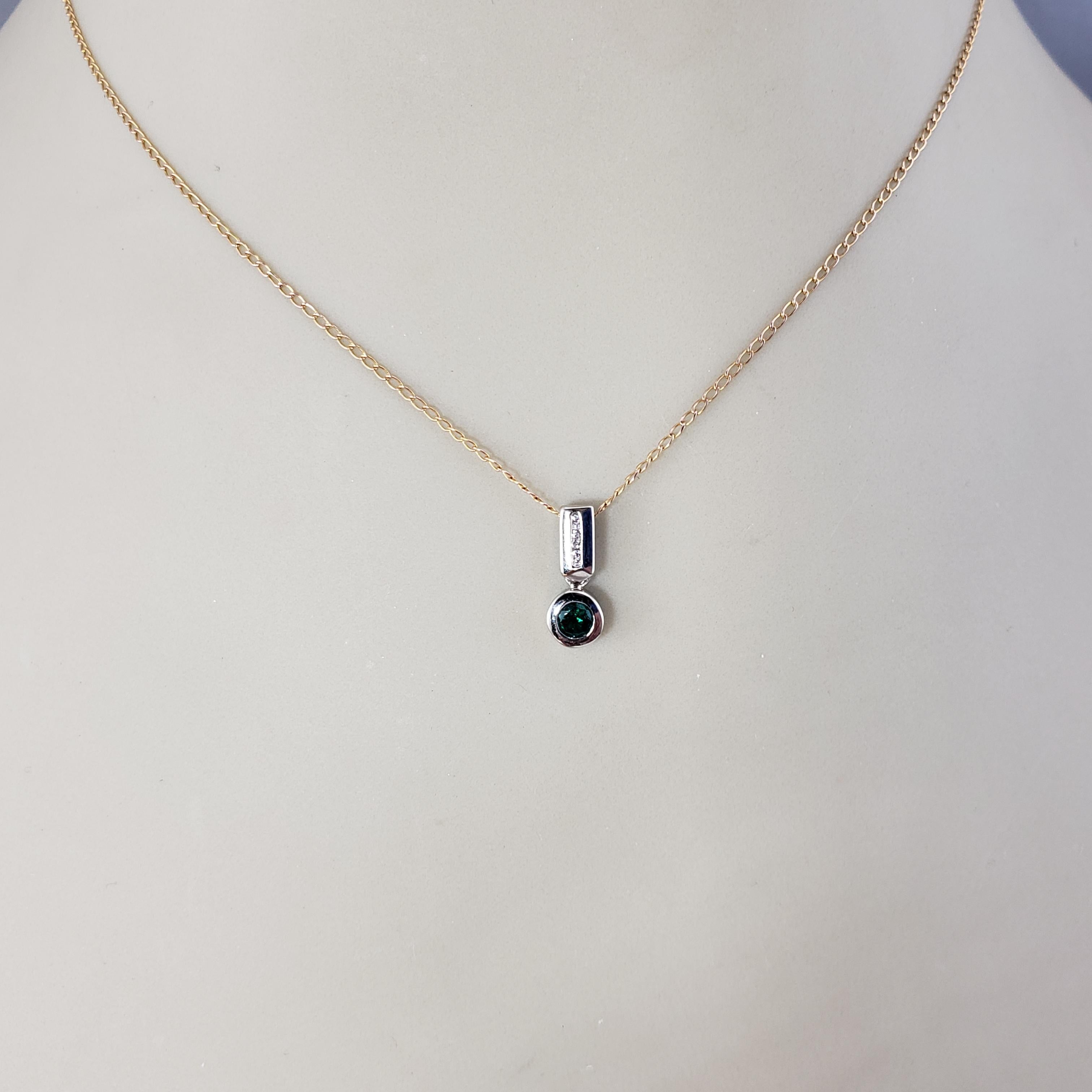 14 Karat Yellow Gold Emerald and Diamond Pendant #20364 For Sale 1