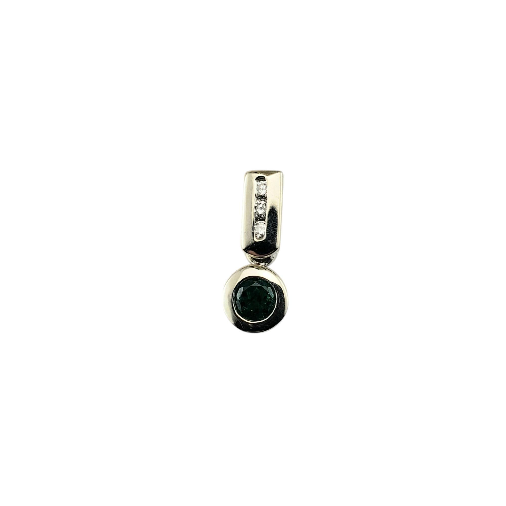 14 Karat Yellow Gold Emerald and Diamond Pendant #20364