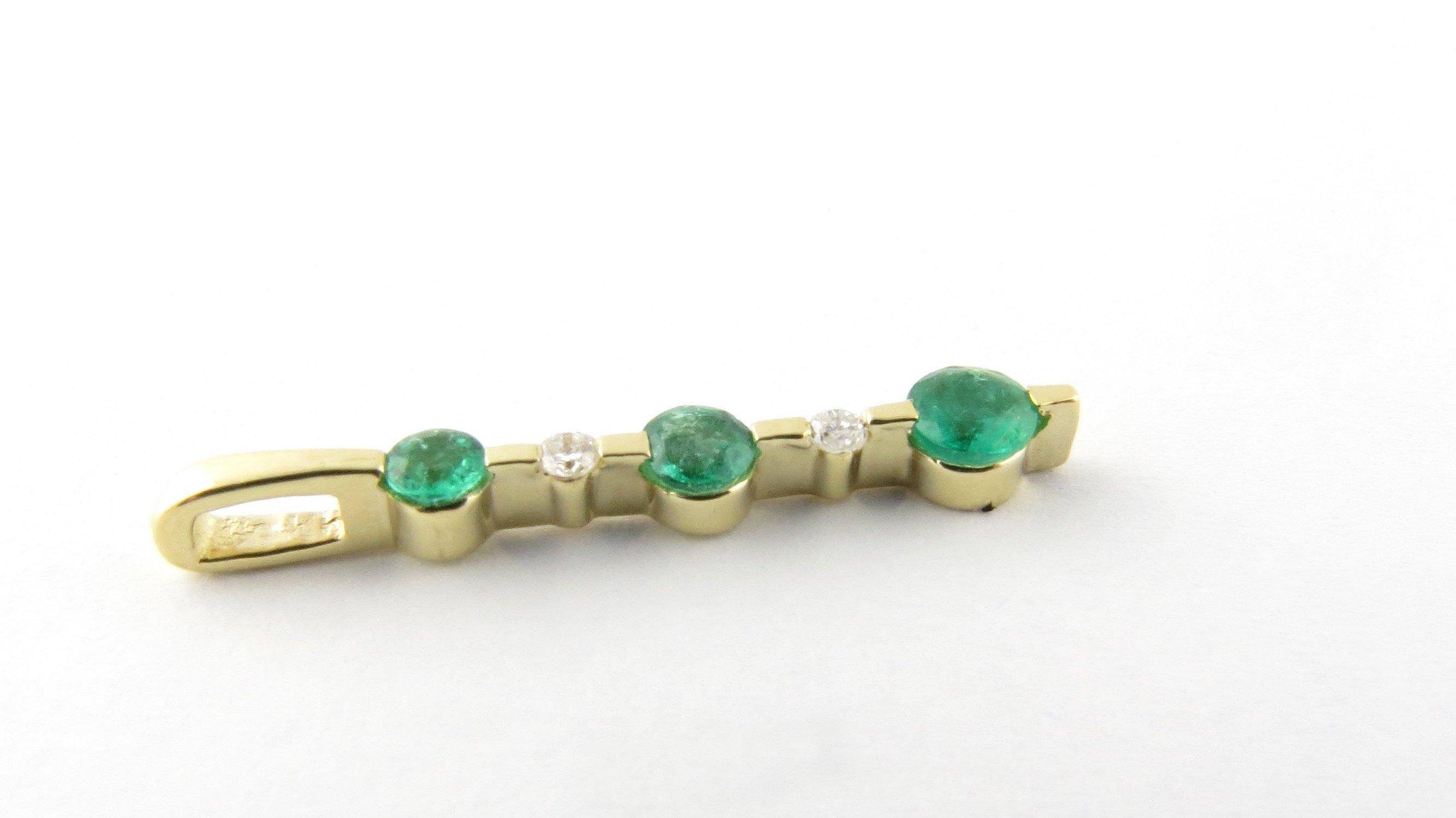 14 Karat Yellow Gold Emerald and Diamond Pendant In Good Condition In Washington Depot, CT