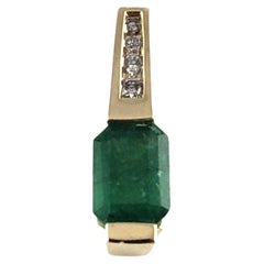 14 Karat Yellow Gold Emerald and Diamond Pendant