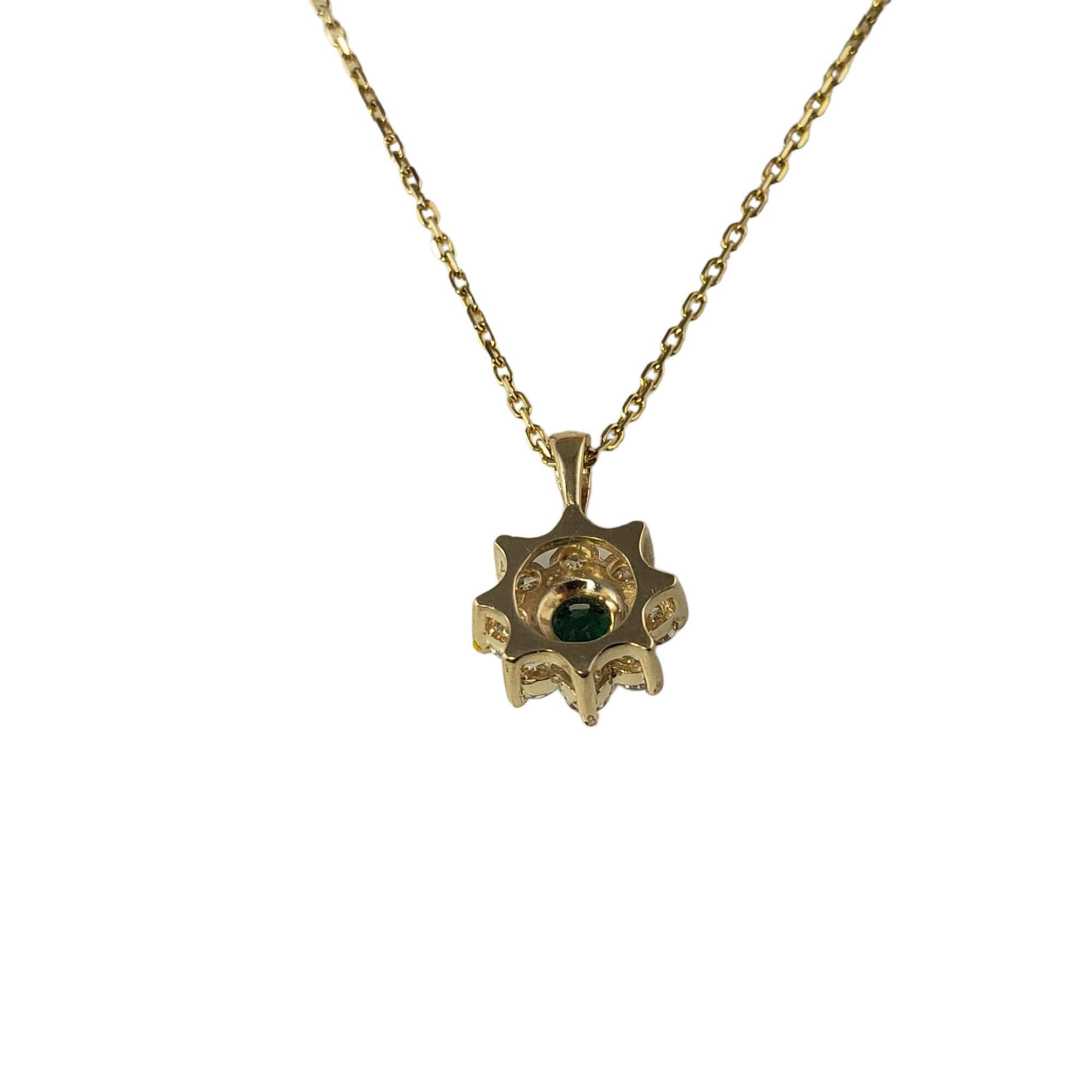 14 Karat Yellow Gold Emerald and Diamond Pendant Necklace #15694 1