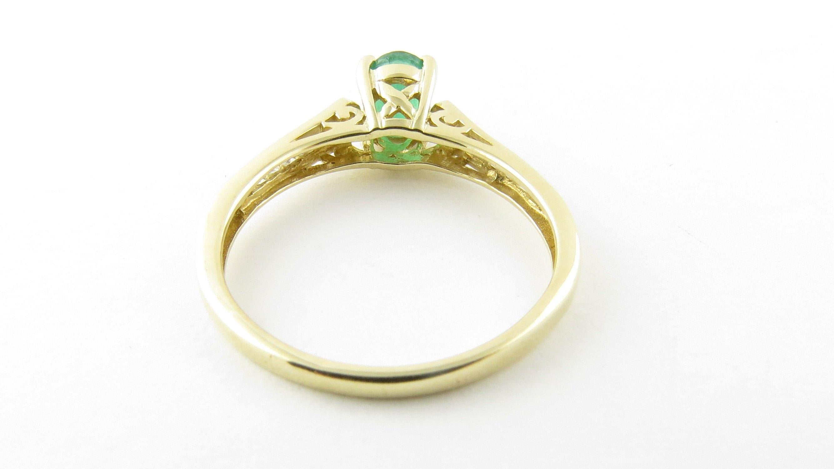 14 Karat Yellow Gold Emerald and Diamond Ring 2