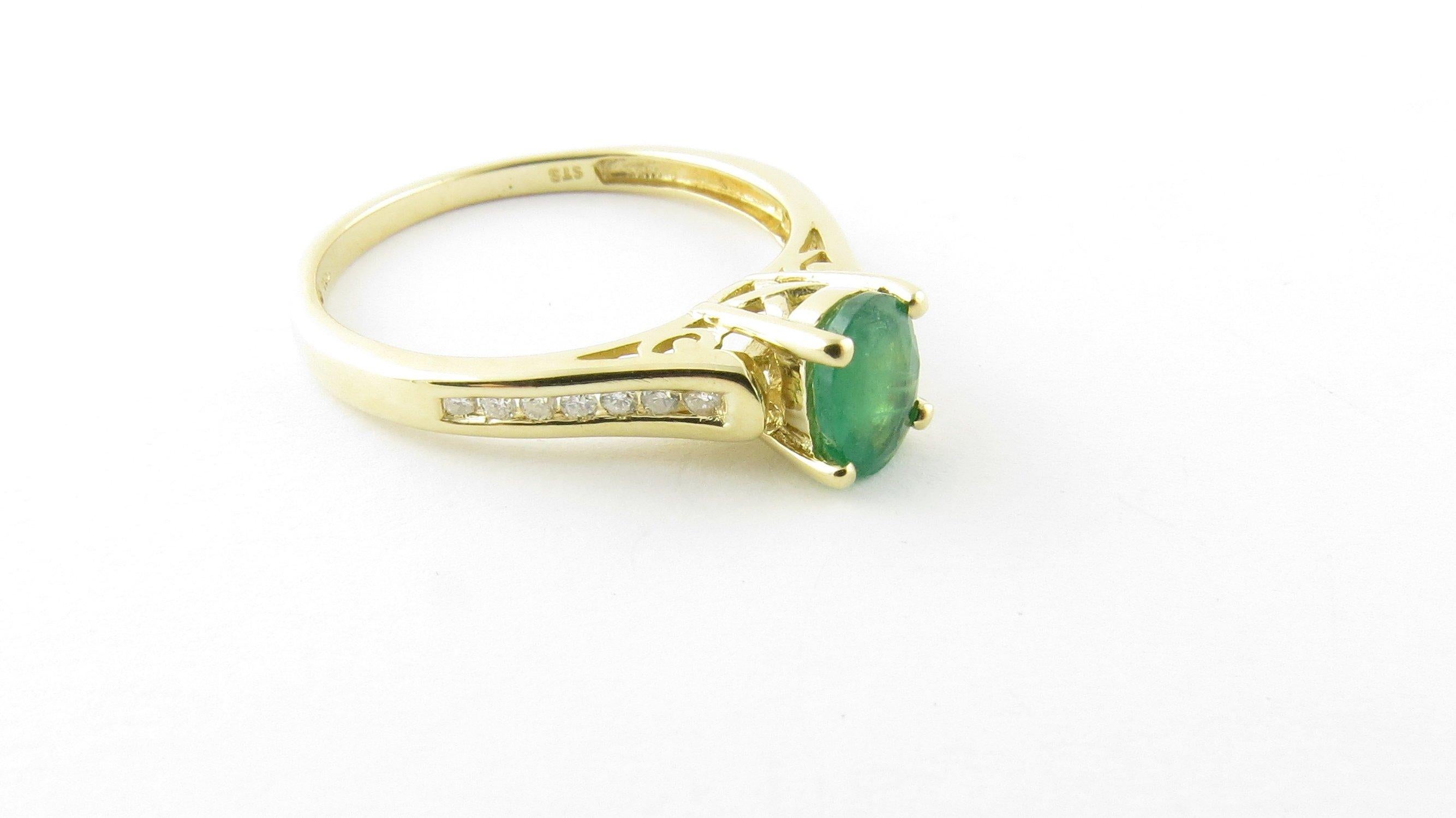 14 Karat Yellow Gold Emerald and Diamond Ring 3