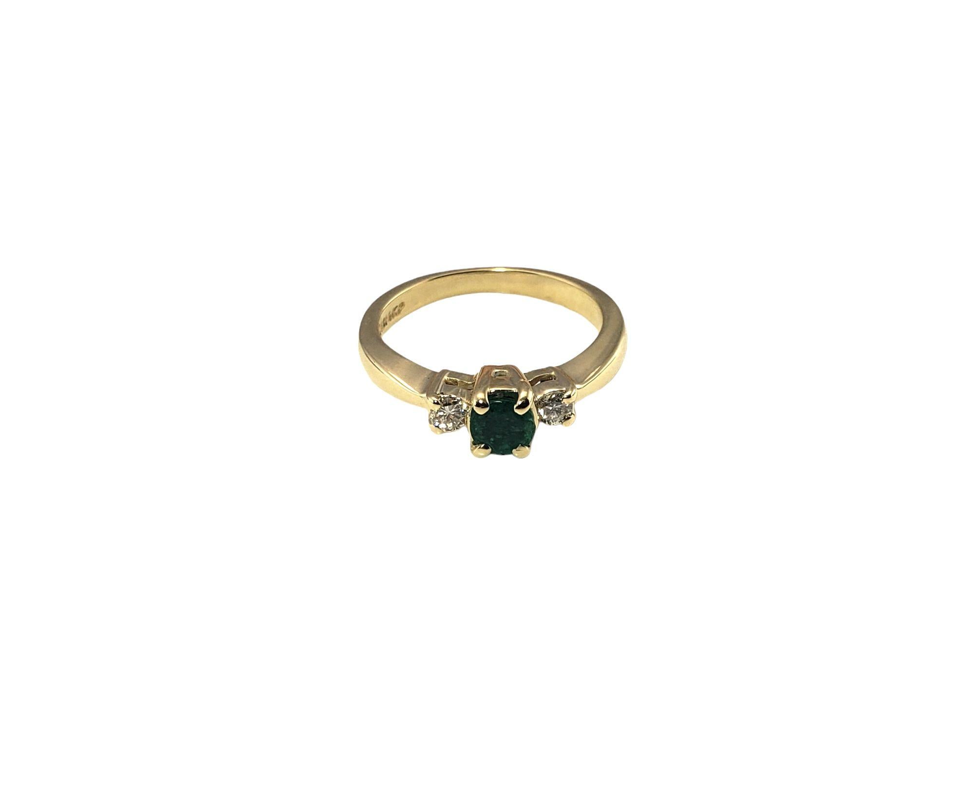 14 Karat Yellow Gold Emerald and Diamond Ring In Good Condition For Sale In Washington Depot, CT