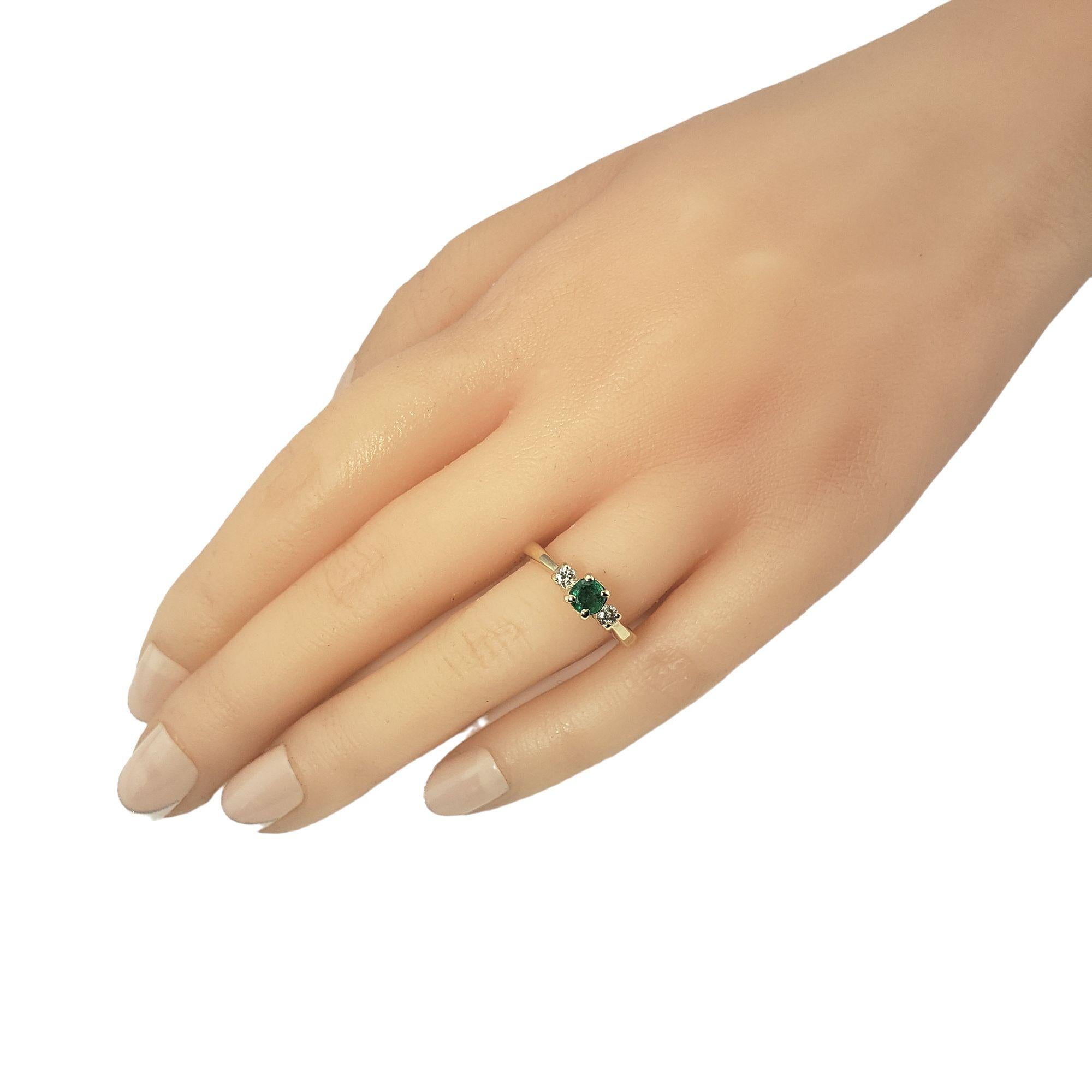 14 Karat Yellow Gold Emerald and Diamond Ring For Sale 3