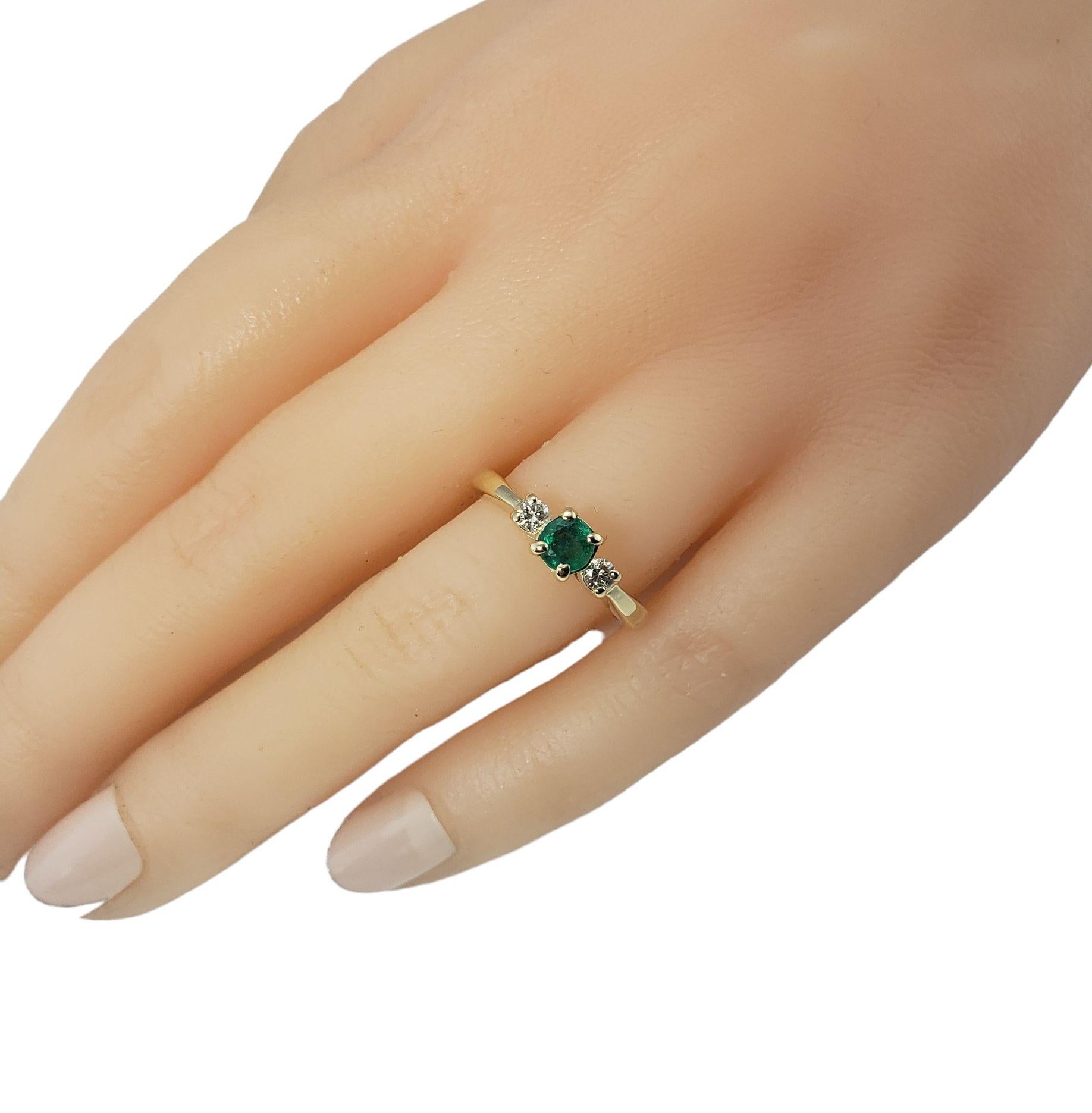 14 Karat Yellow Gold Emerald and Diamond Ring For Sale 4
