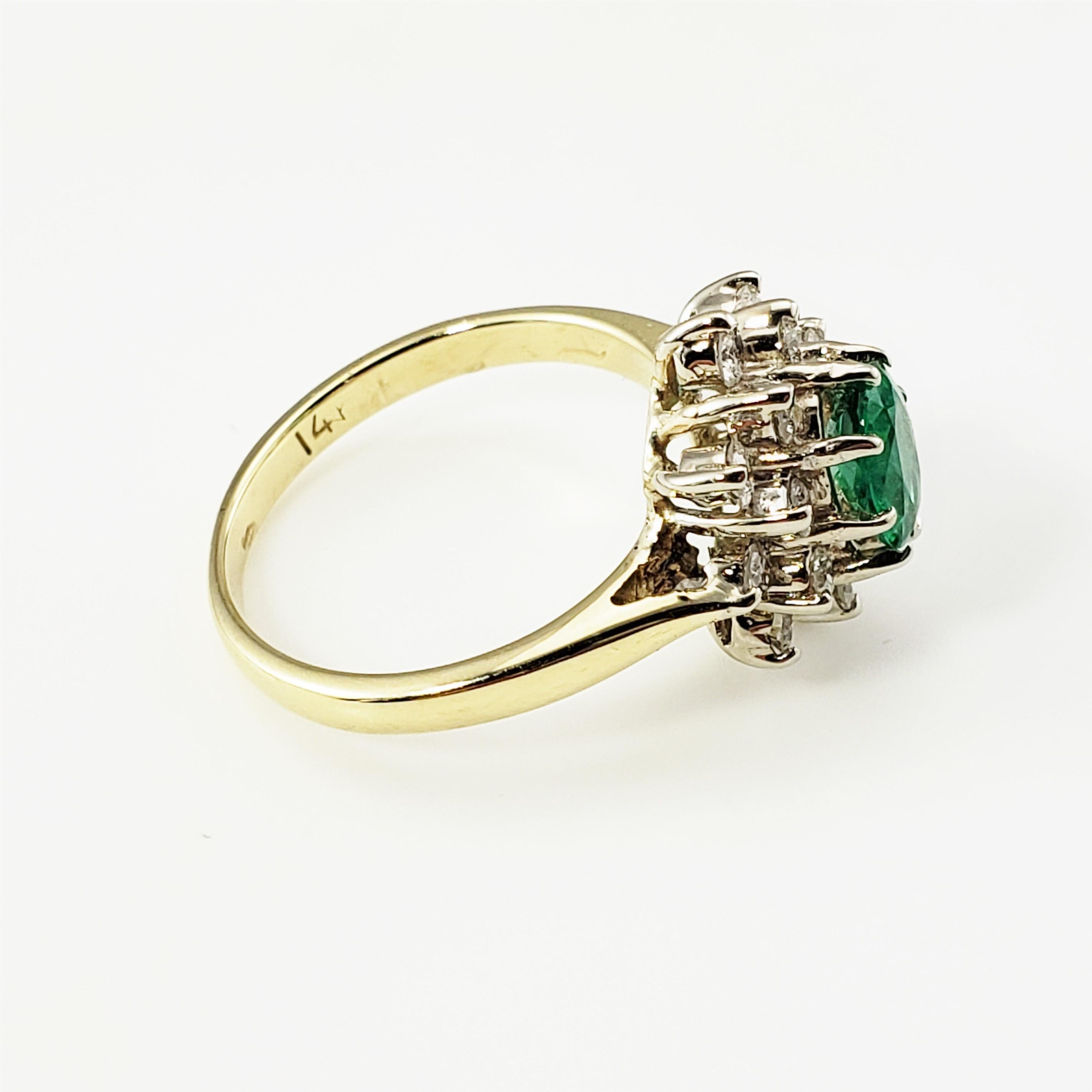 Brilliant Cut 14 Karat Yellow Gold Emerald and Diamond Ring