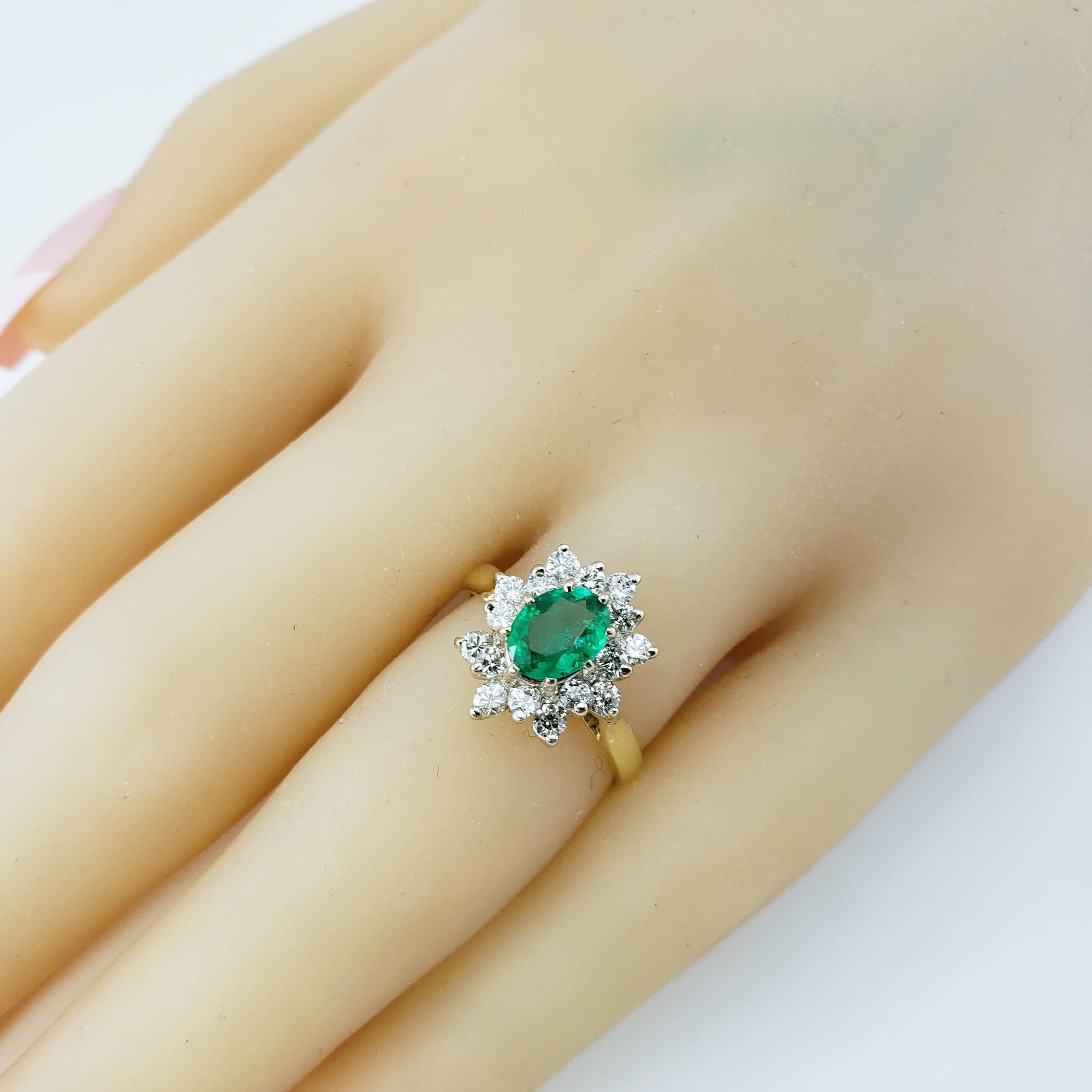 14 Karat Yellow Gold Emerald and Diamond Ring 4