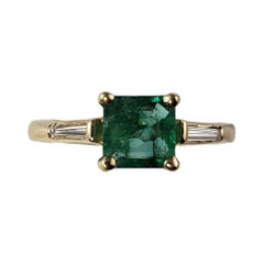 14 Karat Yellow Gold Emerald and Diamond Ring Size 6 #14334