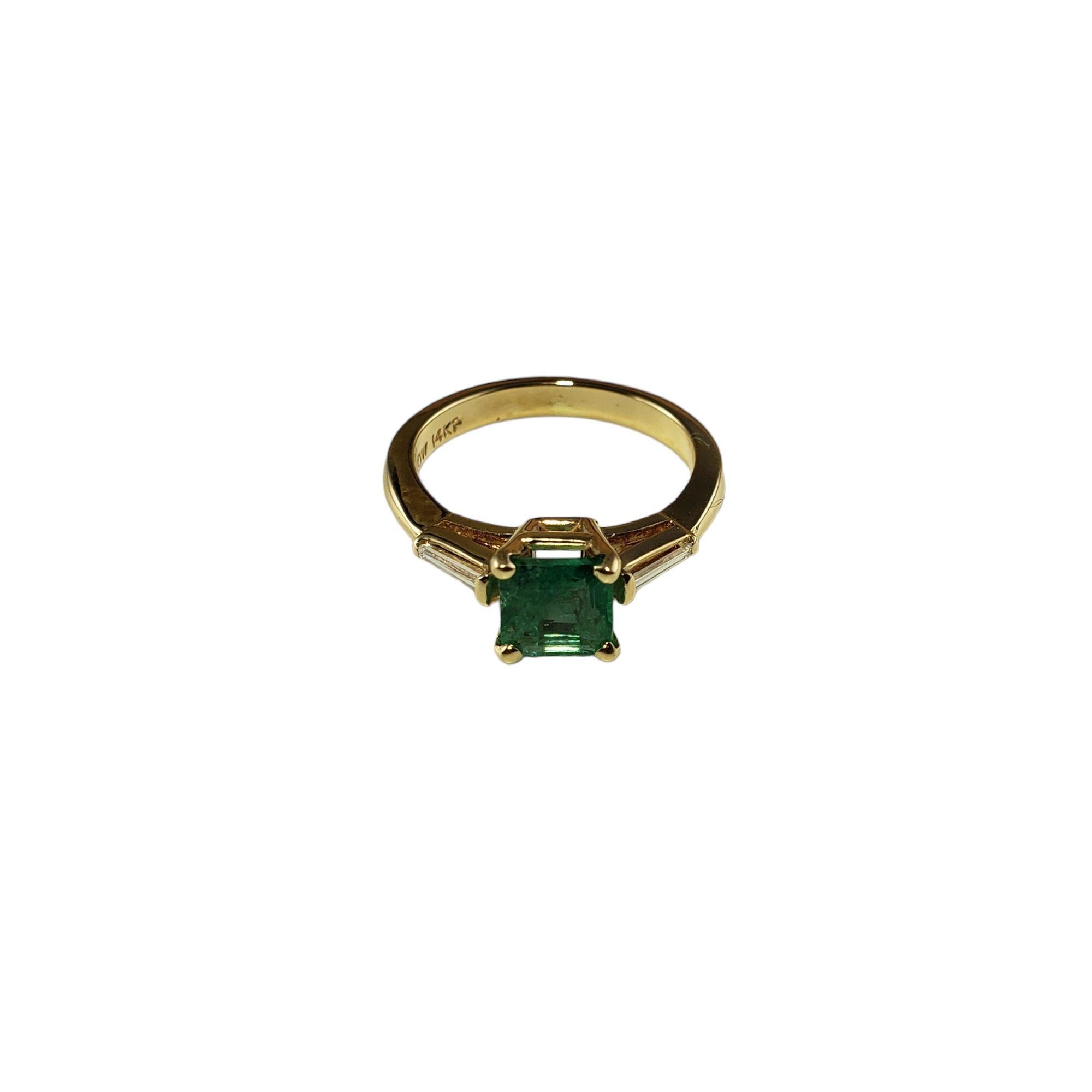  14 Karat Yellow Gold Emerald and Diamond Ring Size 6 #14334 In Good Condition For Sale In Washington Depot, CT