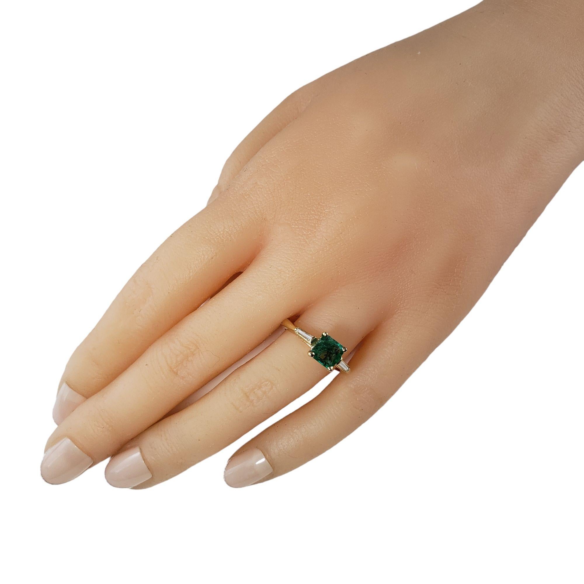  14 Karat Yellow Gold Emerald and Diamond Ring Size 6 #14334 For Sale 2