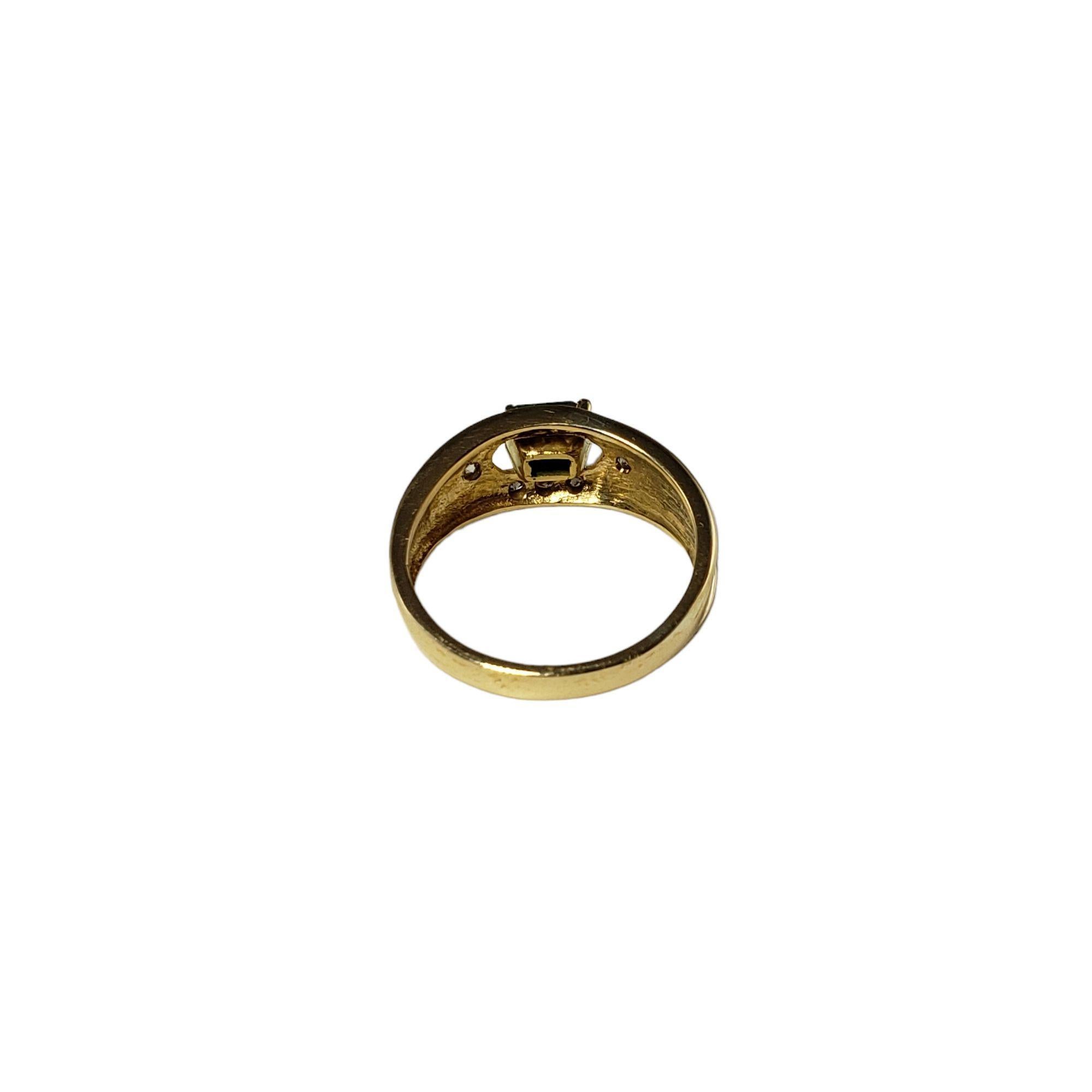 14 Karat Yellow Gold Emerald and Diamond Ring Size 6.5-6.75 #21249 In Good Condition For Sale In Washington Depot, CT