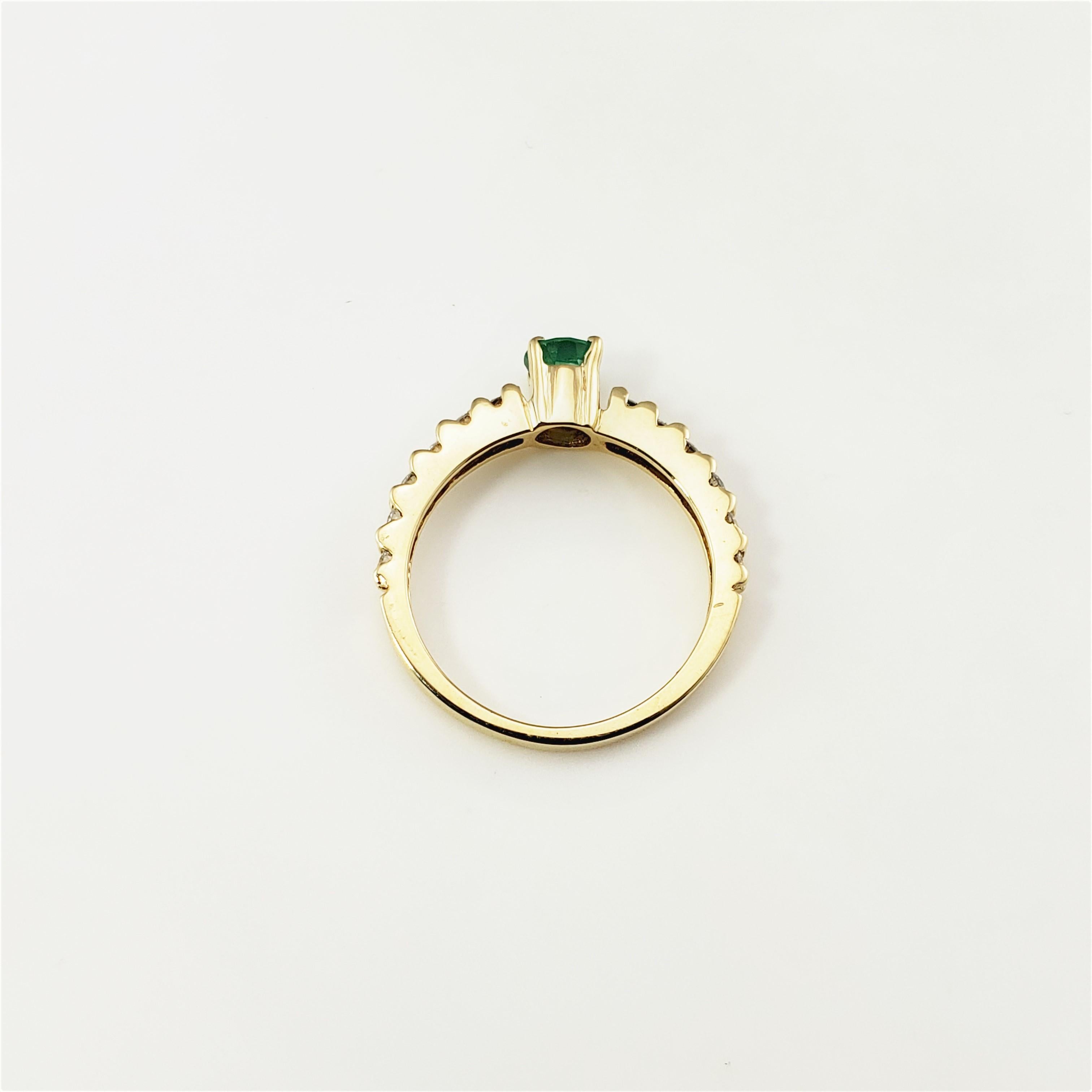 Women's or Men's 14 Karat Yellow Gold Emerald and Diamond Ring For Sale