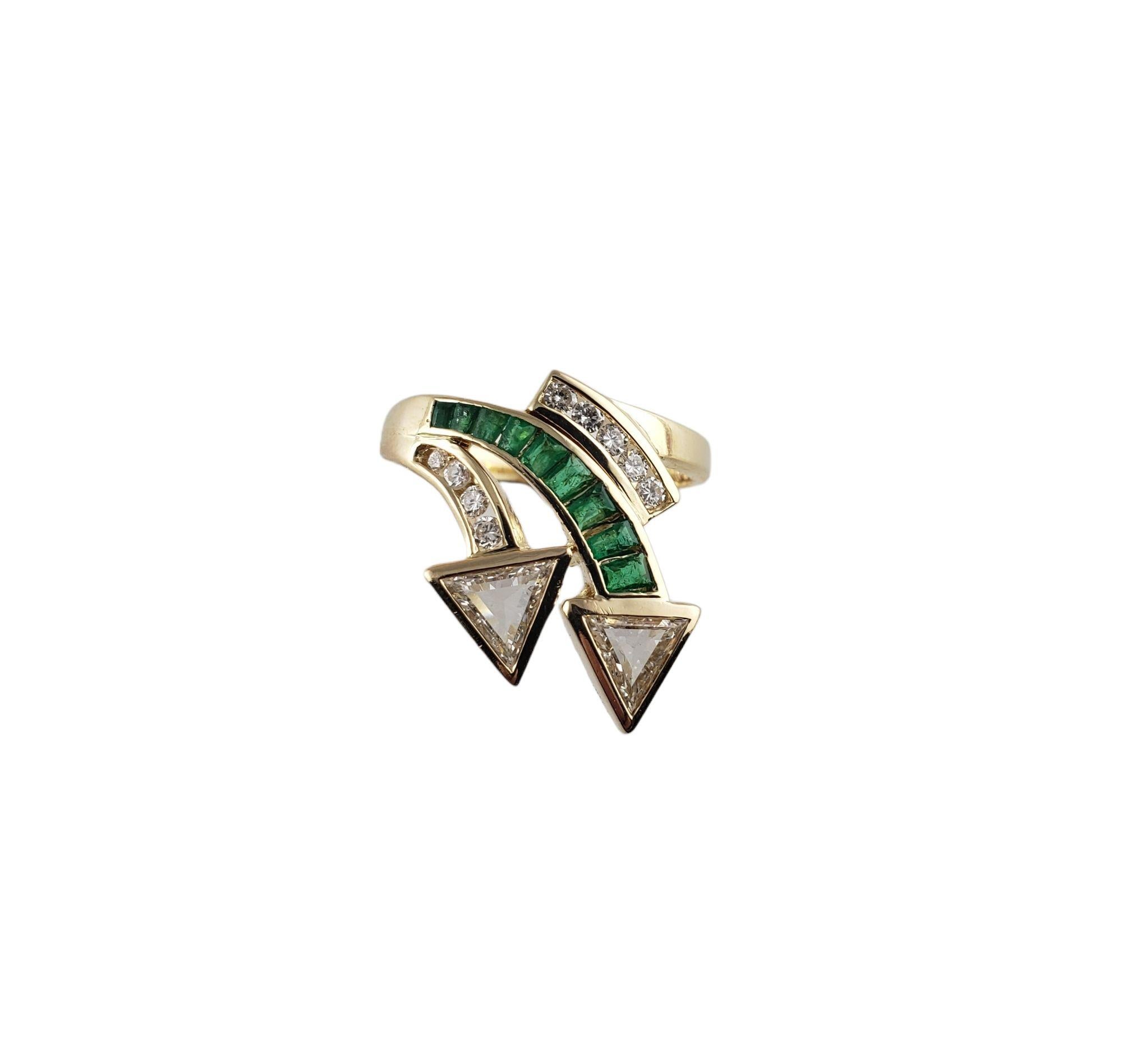 Women's 14 Karat Yellow Gold Emerald and Diamond Ring #13685 For Sale