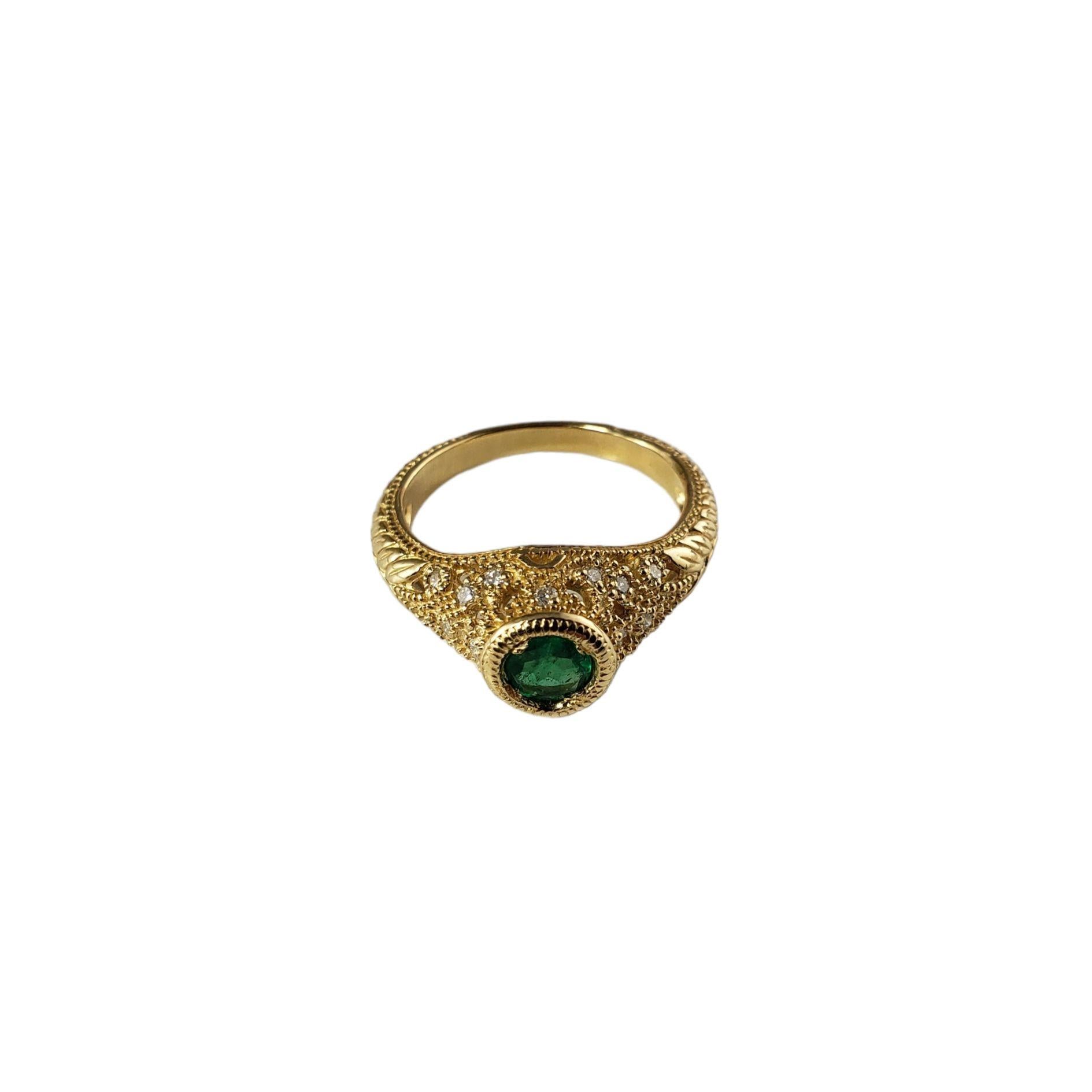 14 Karat Yellow Gold Emerald and Diamond Ring #14022 In Good Condition For Sale In Washington Depot, CT