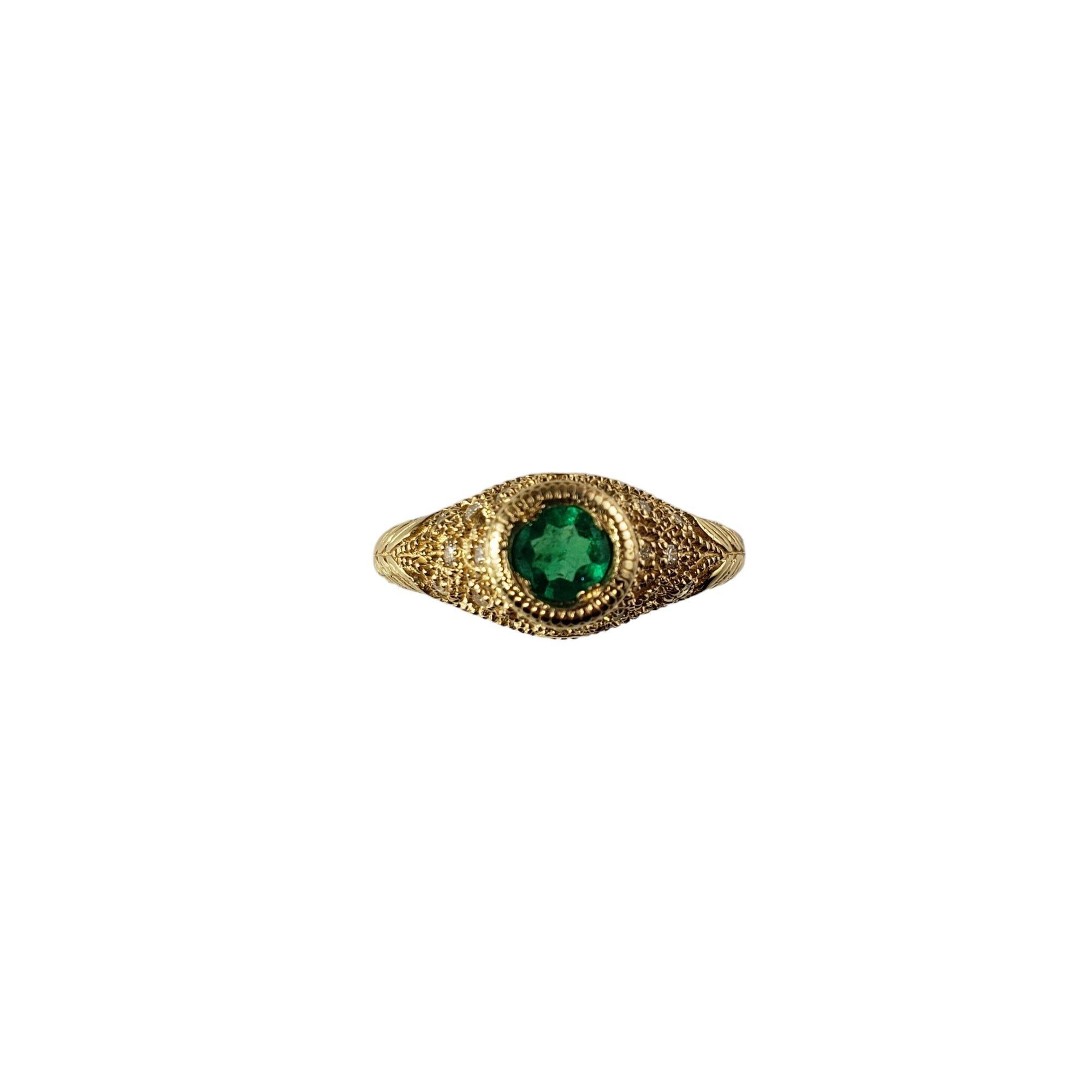 Women's 14 Karat Yellow Gold Emerald and Diamond Ring #14022 For Sale