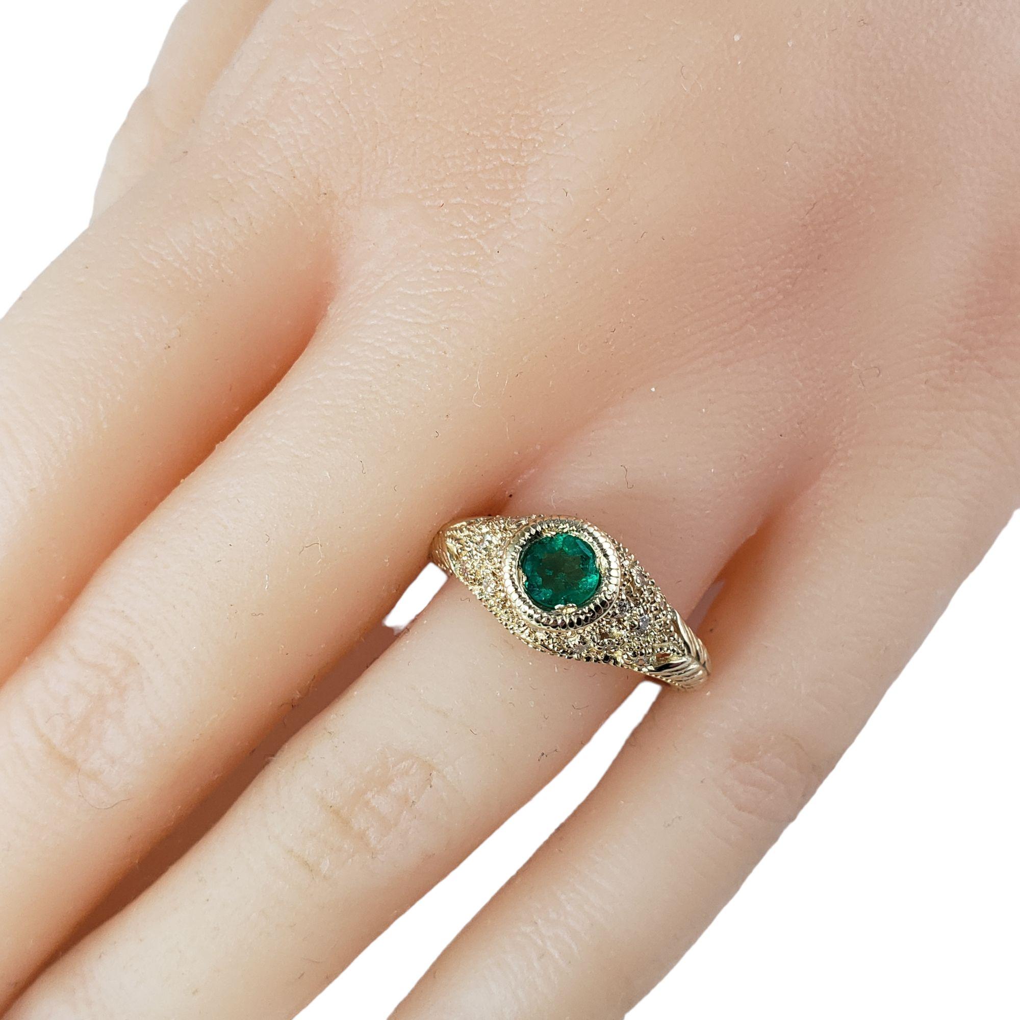 14 Karat Yellow Gold Emerald and Diamond Ring #14022 For Sale 2