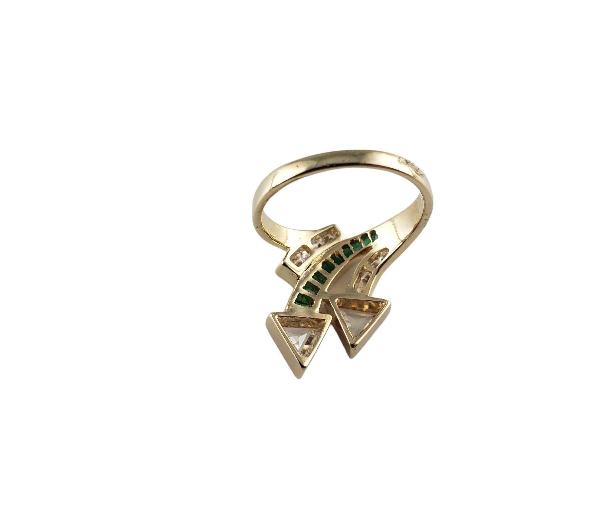14 Karat Yellow Gold Emerald and Diamond Ring #13685 For Sale 4