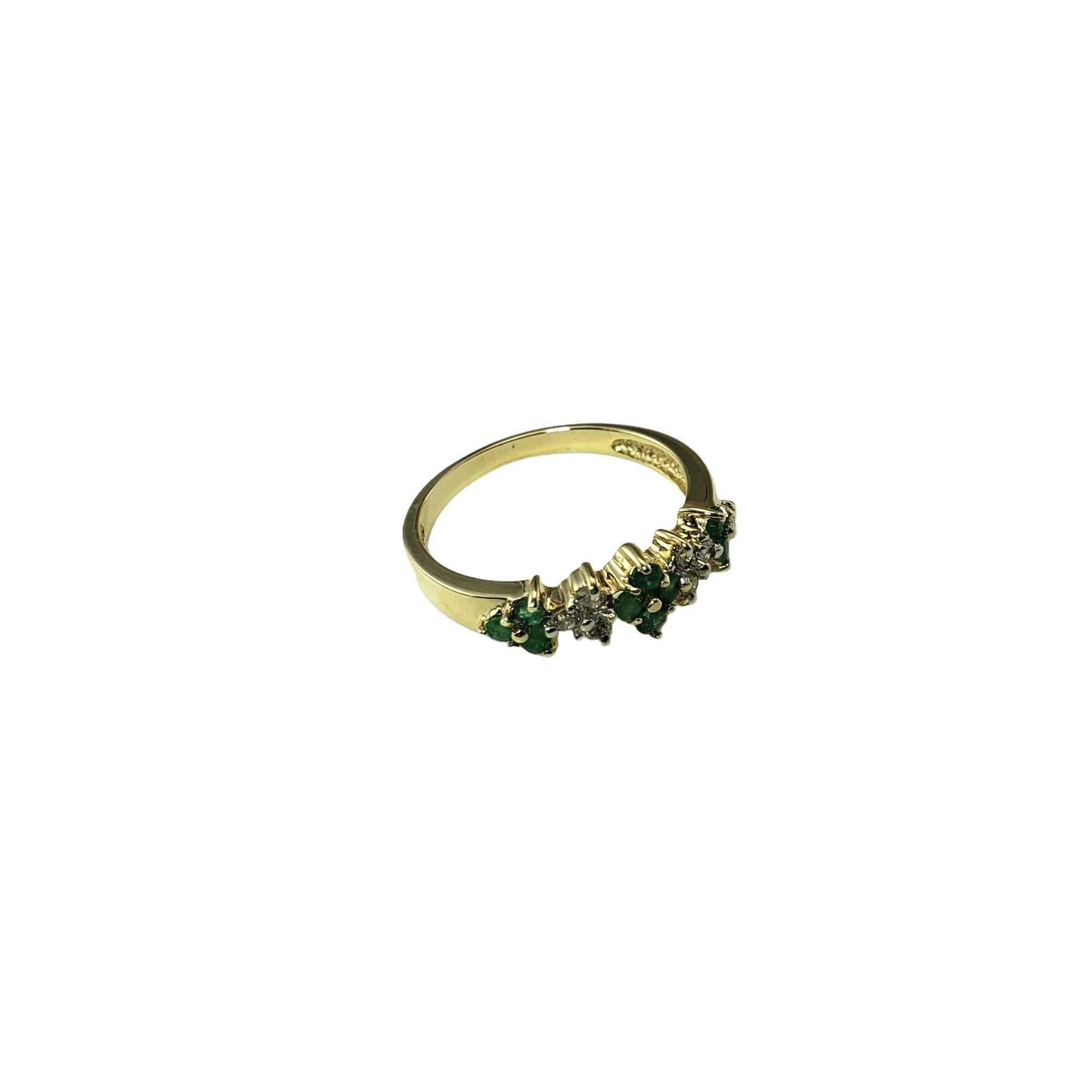 14 Karat Yellow Gold Emerald and Diamond Ring Size 7 #15631 In Good Condition For Sale In Washington Depot, CT