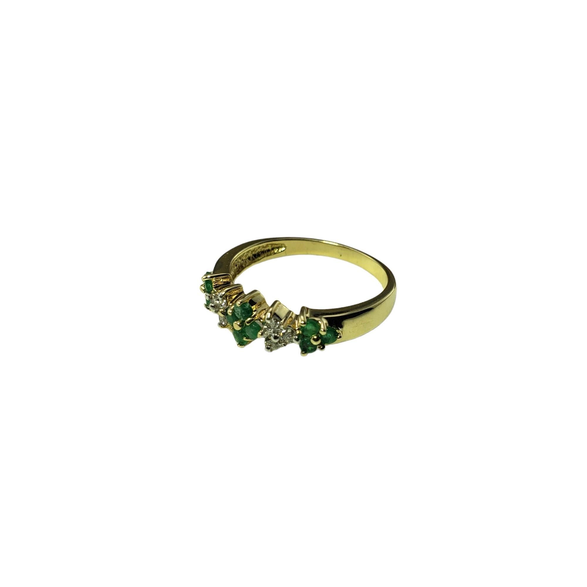 Women's 14 Karat Yellow Gold Emerald and Diamond Ring Size 7 #15631 For Sale