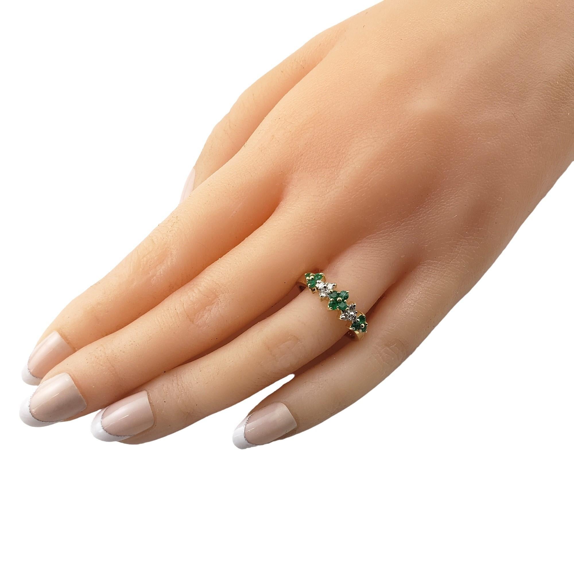14 Karat Yellow Gold Emerald and Diamond Ring Size 7 #15631 For Sale 2