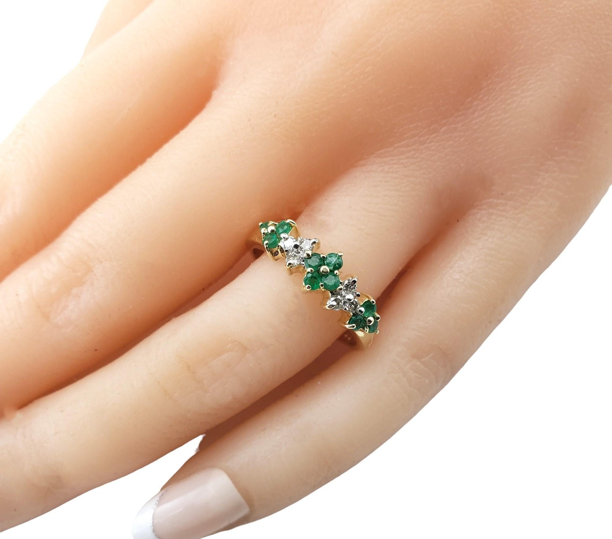 14 Karat Yellow Gold Emerald and Diamond Ring Size 7 #15631 For Sale 3