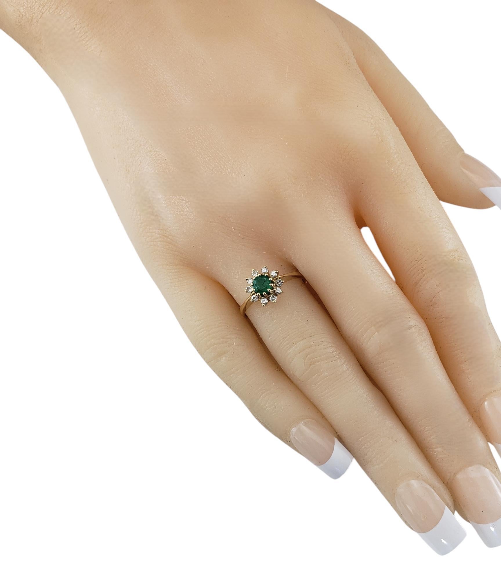 14 Karat Yellow Gold Emerald and Diamond Ring Size 7 #19916 For Sale 1
