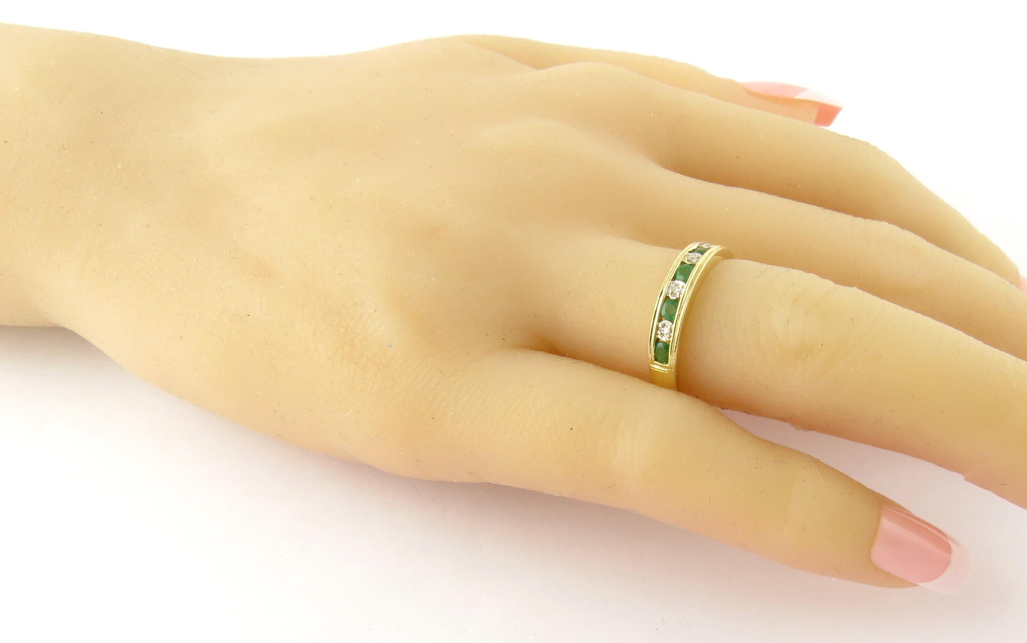 14 Karat Yellow Gold Emerald and Diamond Ring 1