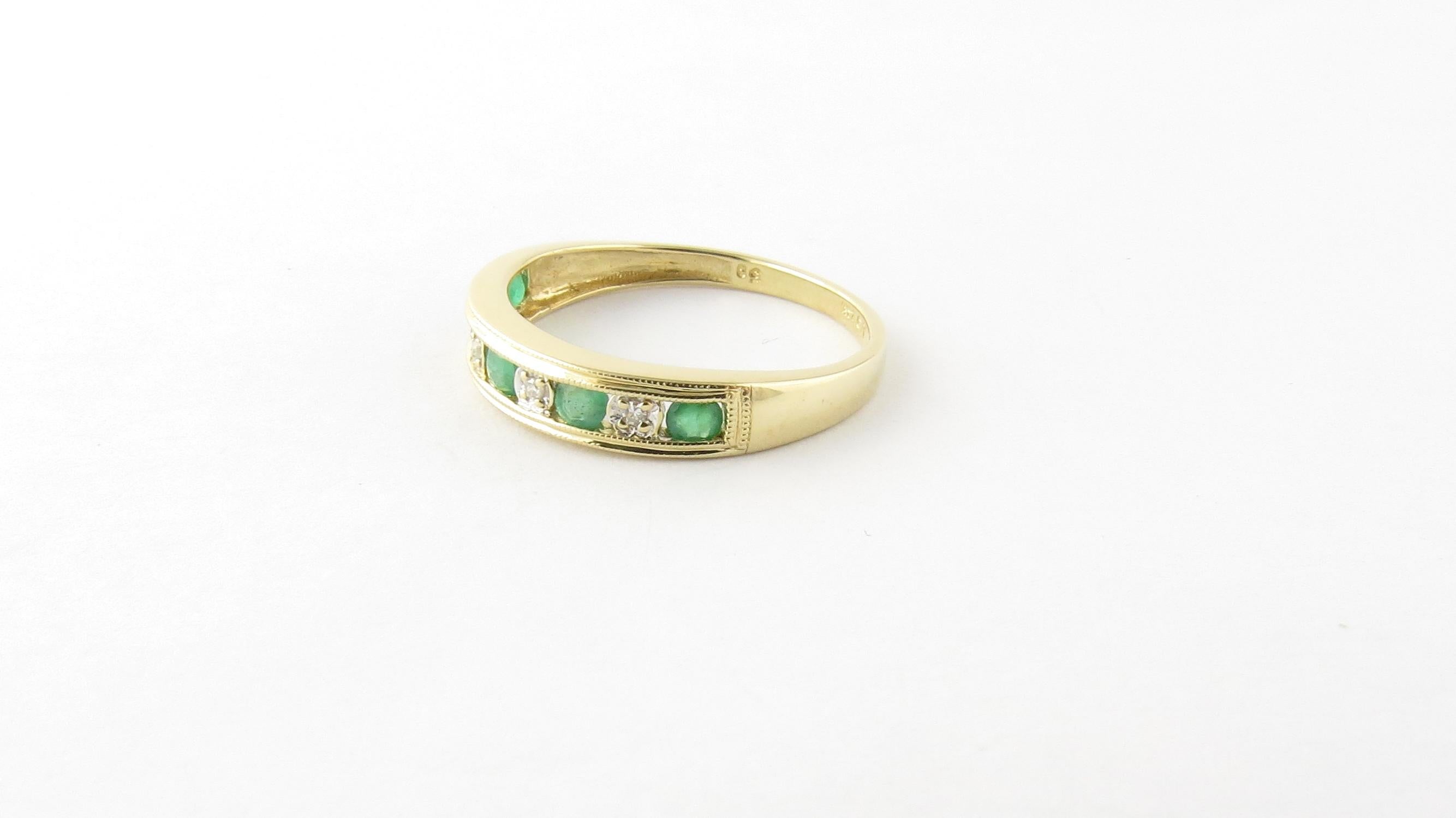 14 Karat Yellow Gold Emerald and Diamond Ring 2