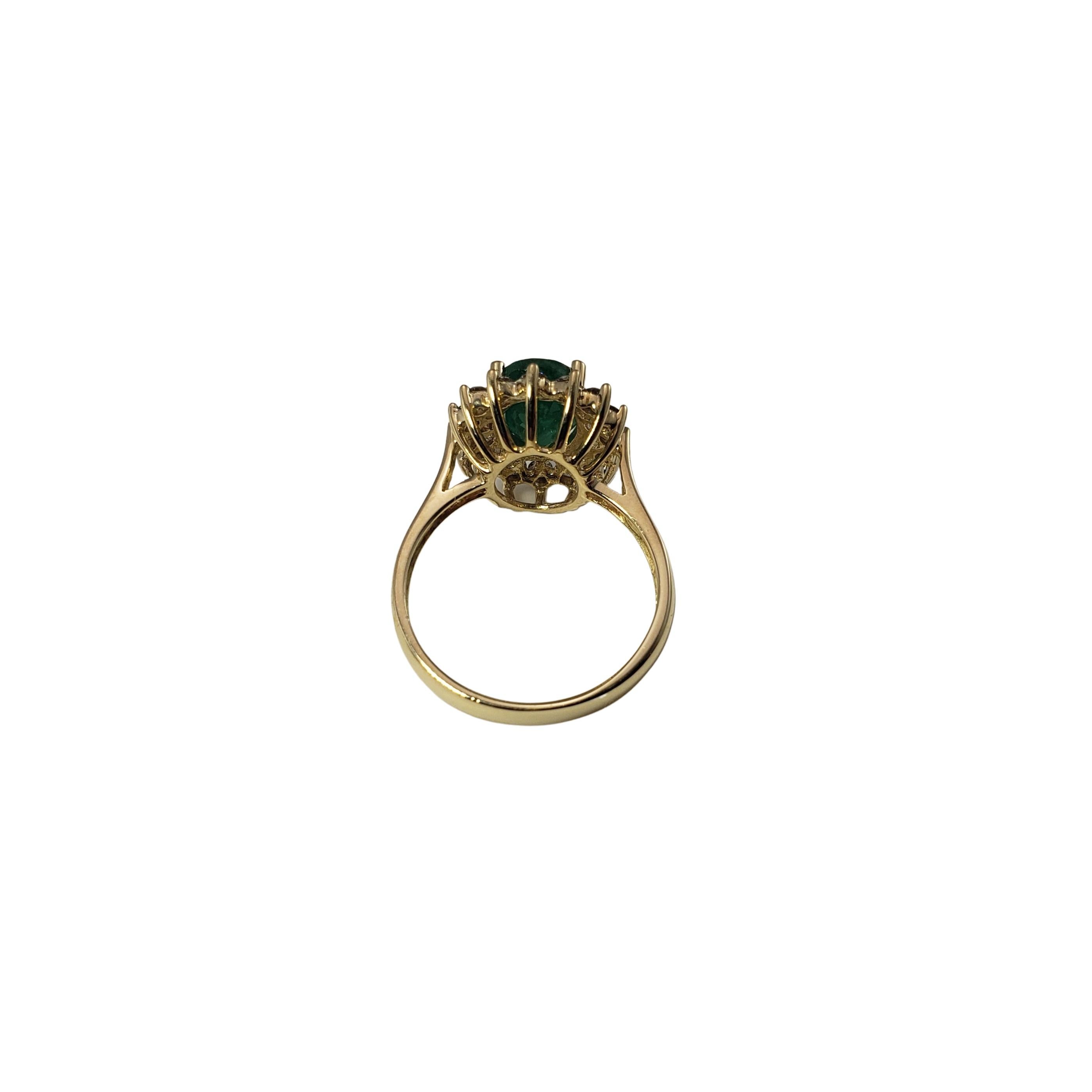 Women's or Men's 14 Karat Yellow Gold Natural Emerald and Diamond Ring For Sale