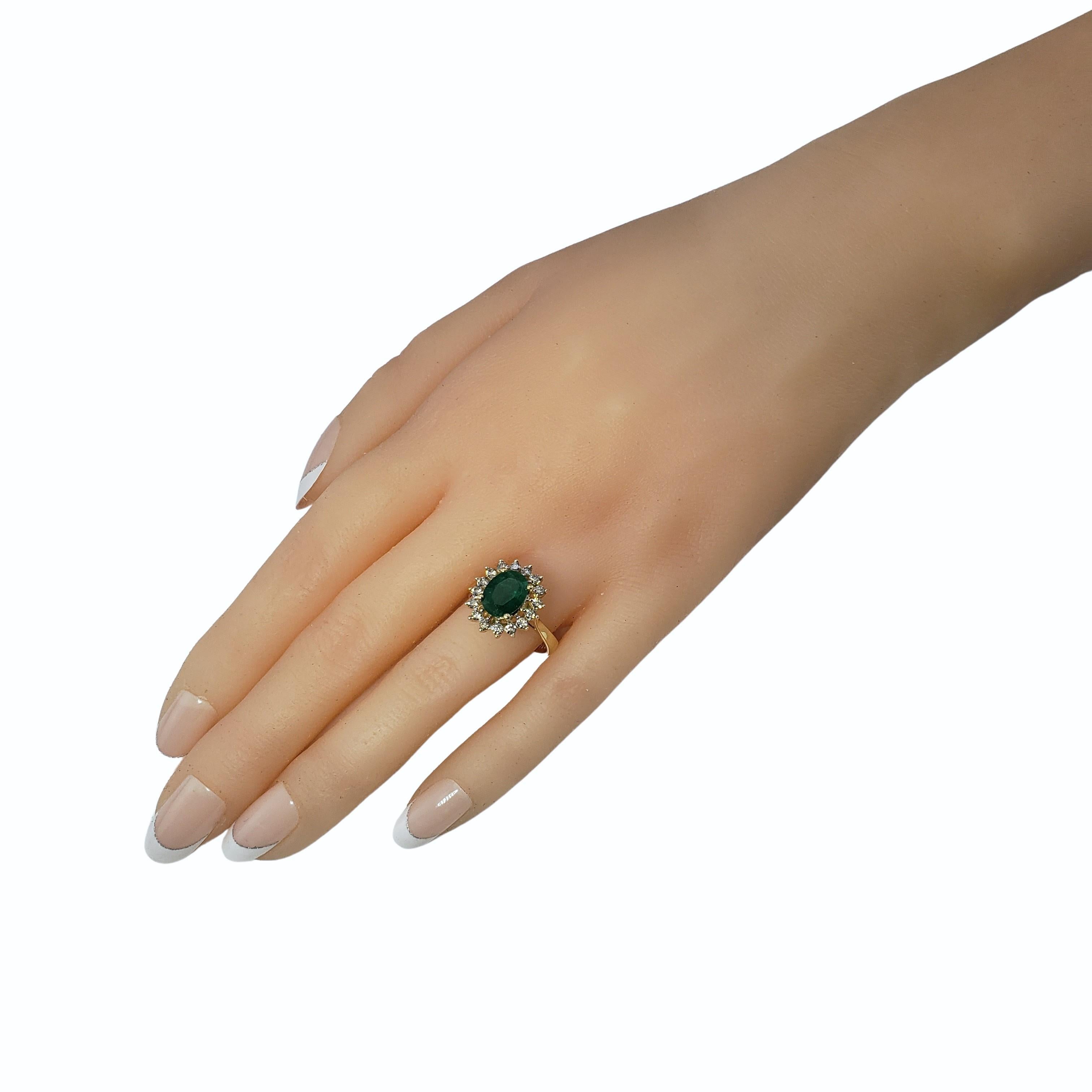 Ring aus 14 Karat Gelbgold mit natürlichem Smaragd und Diamant im Angebot 2