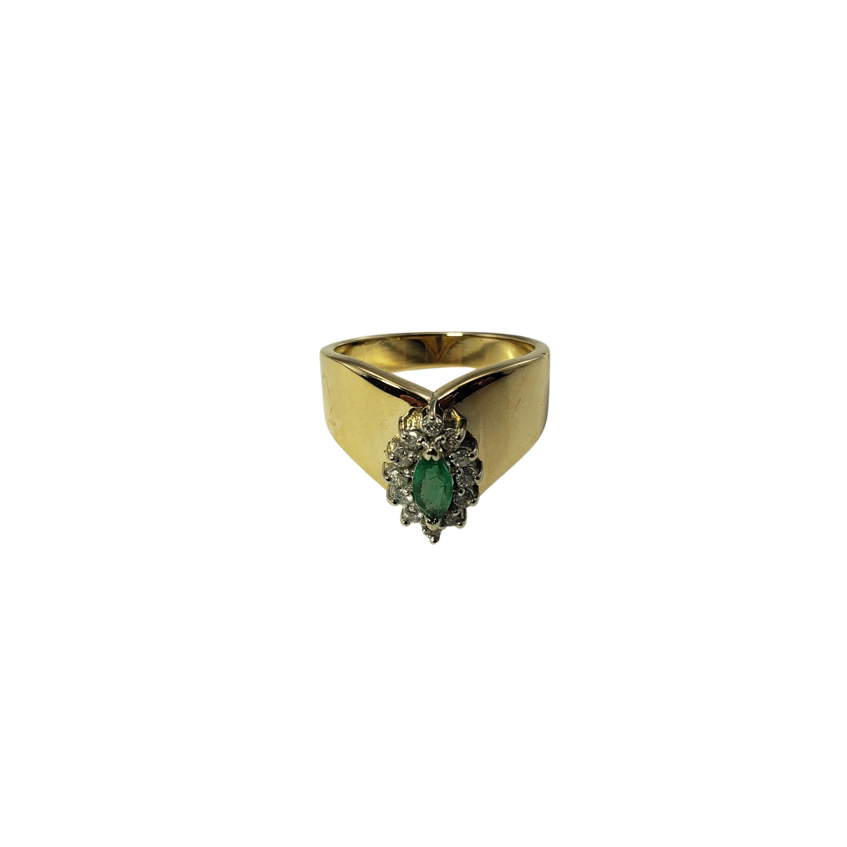 14 Karat Yellow Gold Natural Emerald and Diamond Ring 1