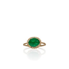 14 Karat Yellow Gold Emerald and Diamond Ring Suneera