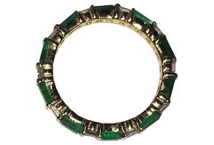 14 Karat Yellow Gold Emerald Baguette and Diamond Eternity Band