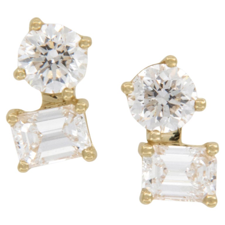 14k Yellow Gold Puff Round Earrings with Diamond Cuts(11mm)