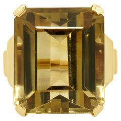 Anello Citrino taglio smeraldo in oro giallo 14 carati