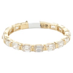 14 Karat Gelbgold Smaragdschliff-Diamantband